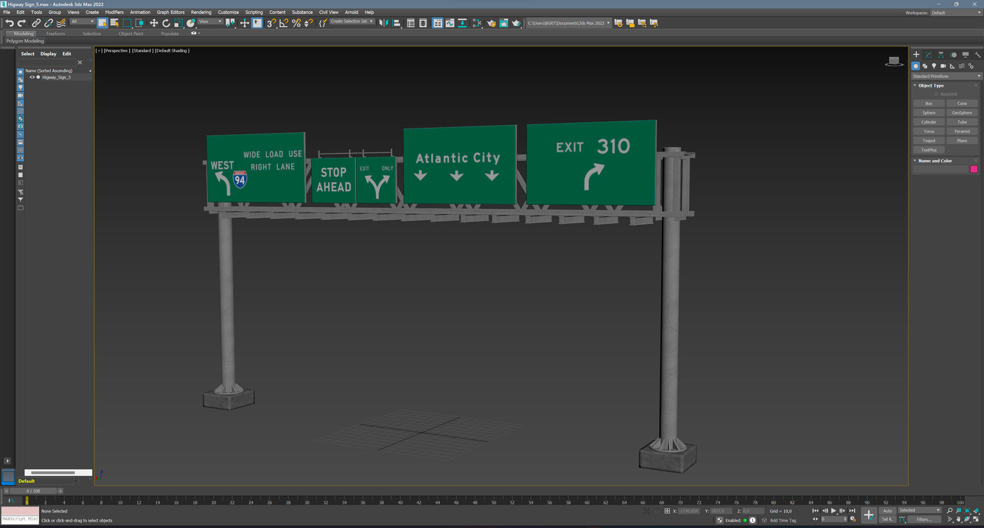 Highway Sign 05 Low-poly 3D model_14
