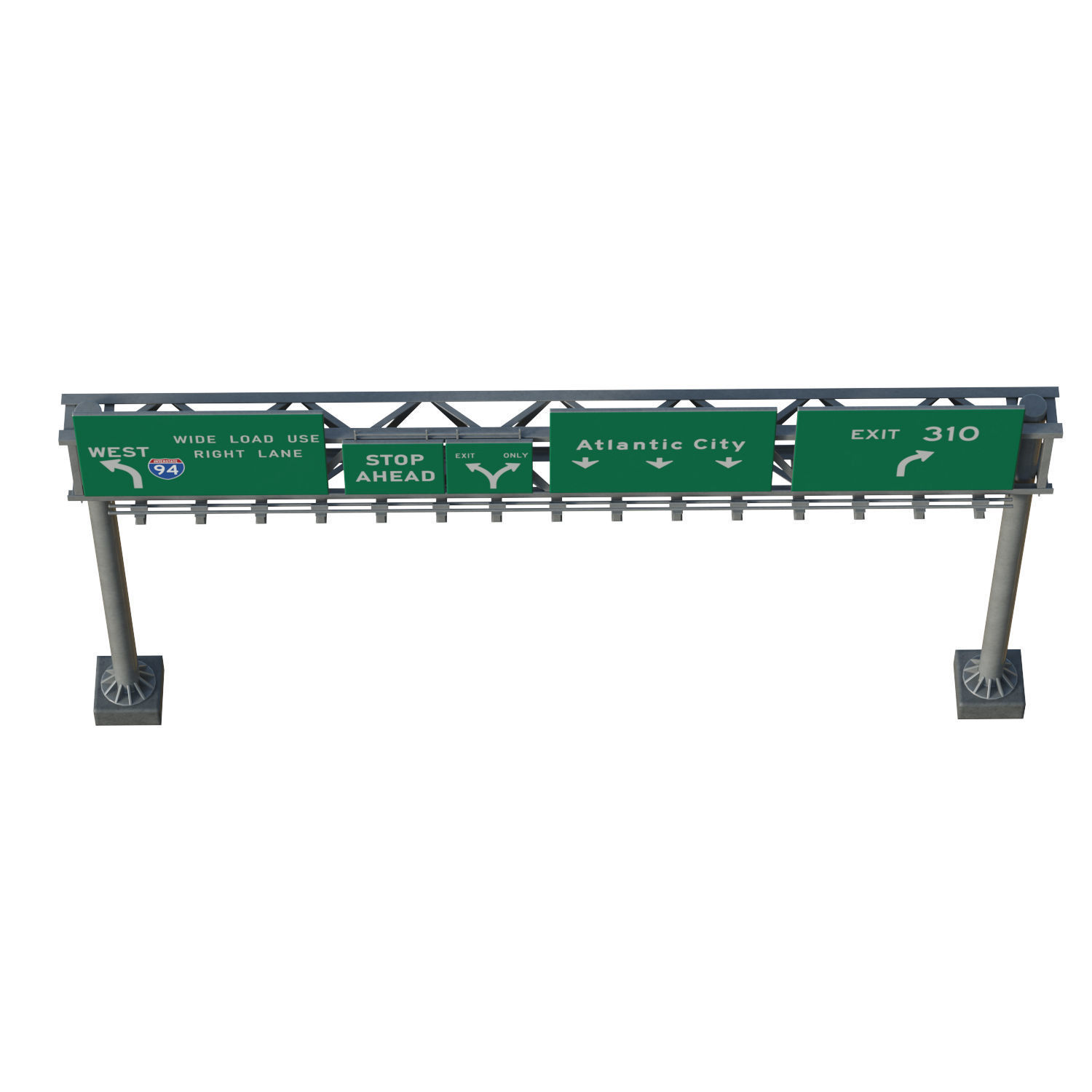 Highway Sign 05 Low-poly 3D model_11