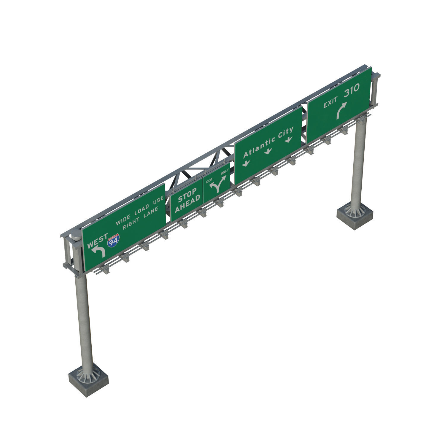 Highway Sign 05 Low-poly 3D model_3