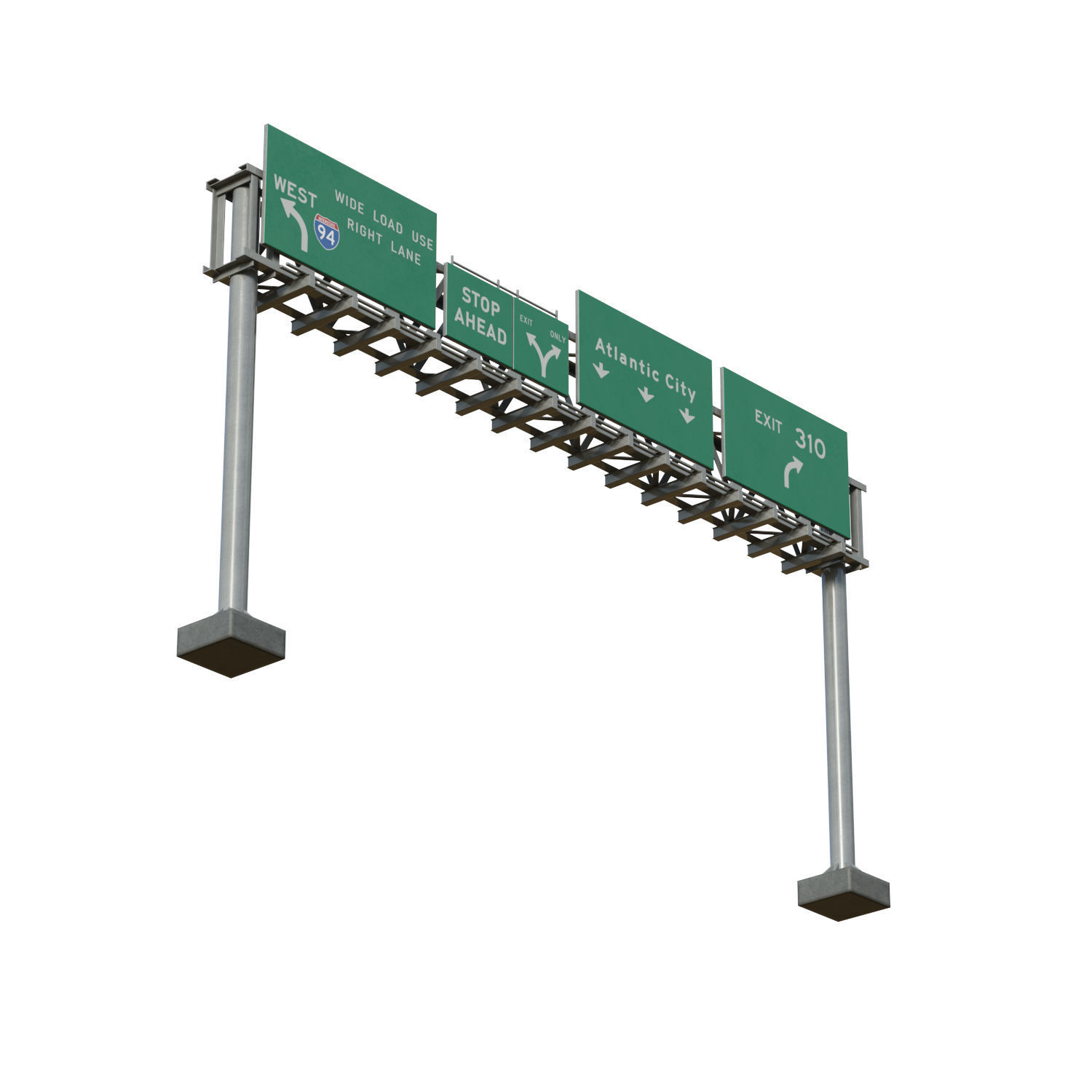 Highway Sign 05 Low-poly 3D model_4