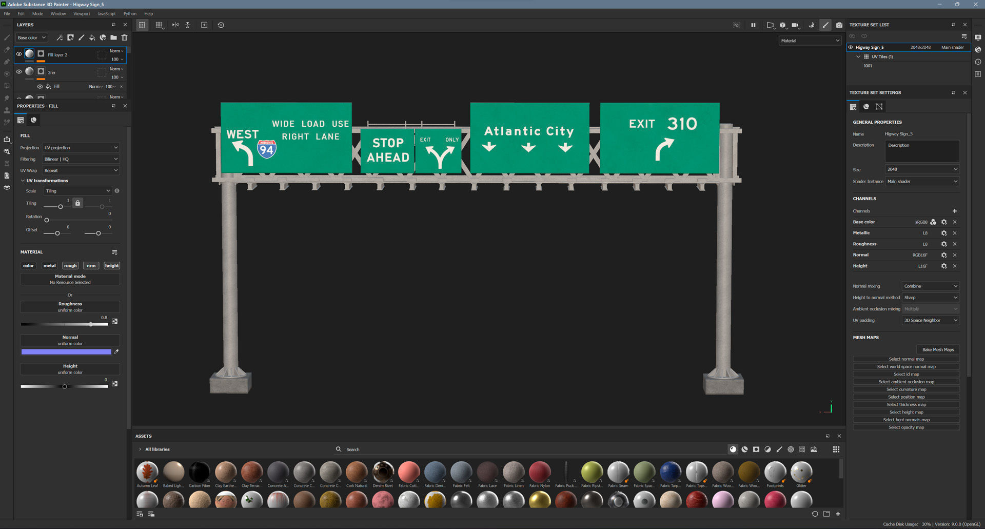Highway Sign 05 Low-poly 3D model_15