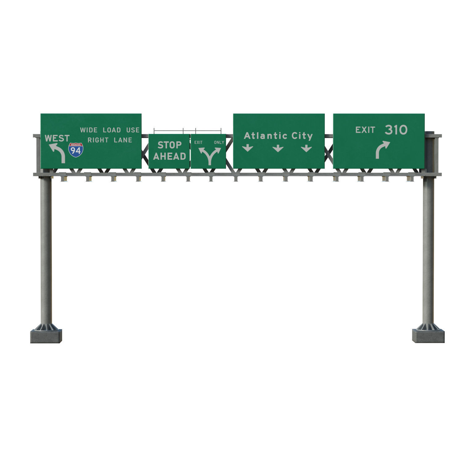 Highway Sign 05 Low-poly 3D model_1