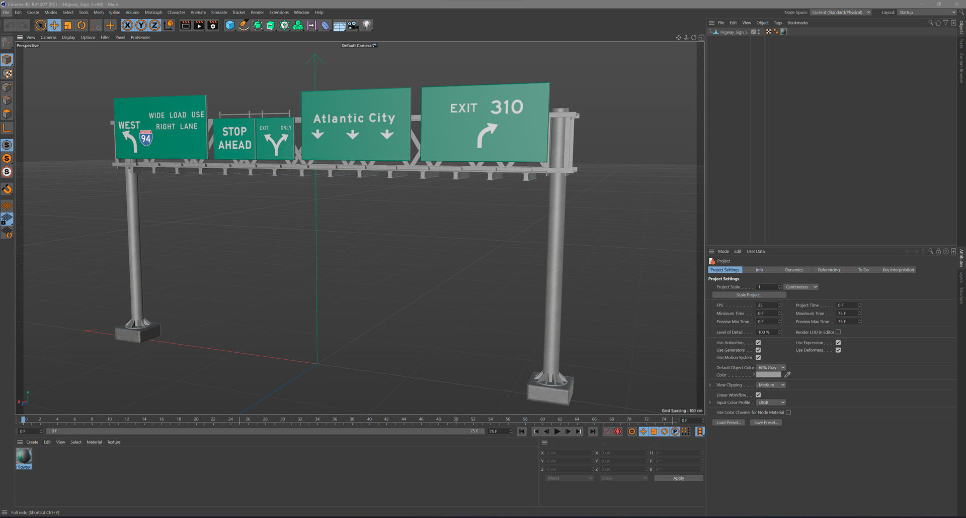 Highway Sign 05 Low-poly 3D model_13