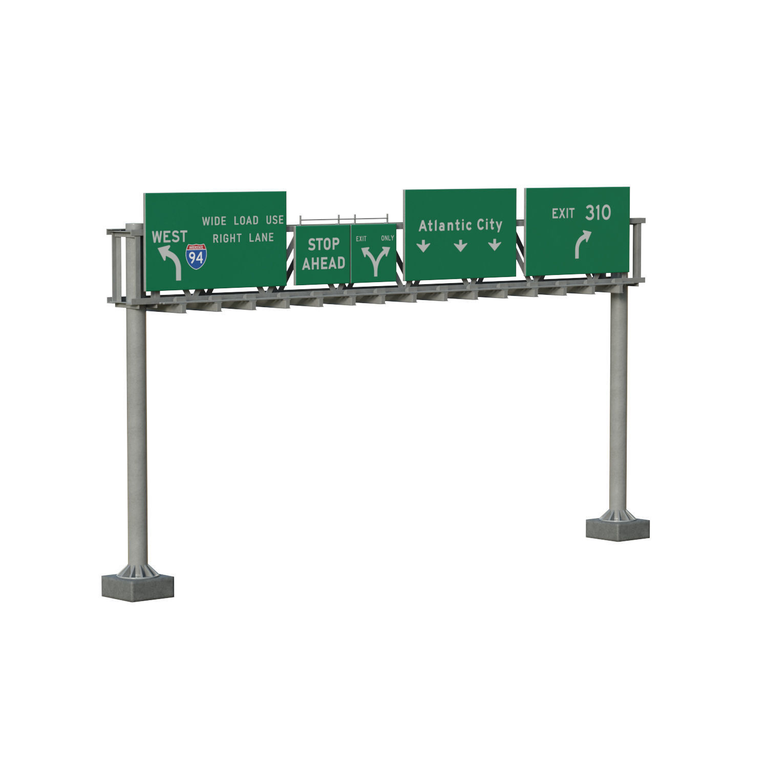 Highway Sign 05 Low-poly 3D model_2