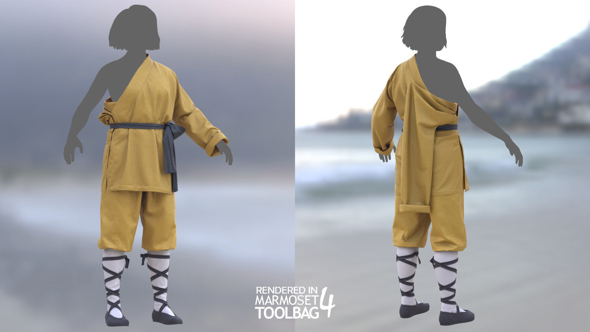 Female Martial Outfit 3 Low-poly 3D model_4