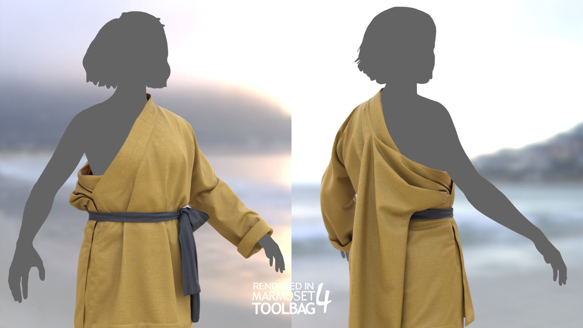 Female Martial Outfit 3 Low-poly 3D model_6