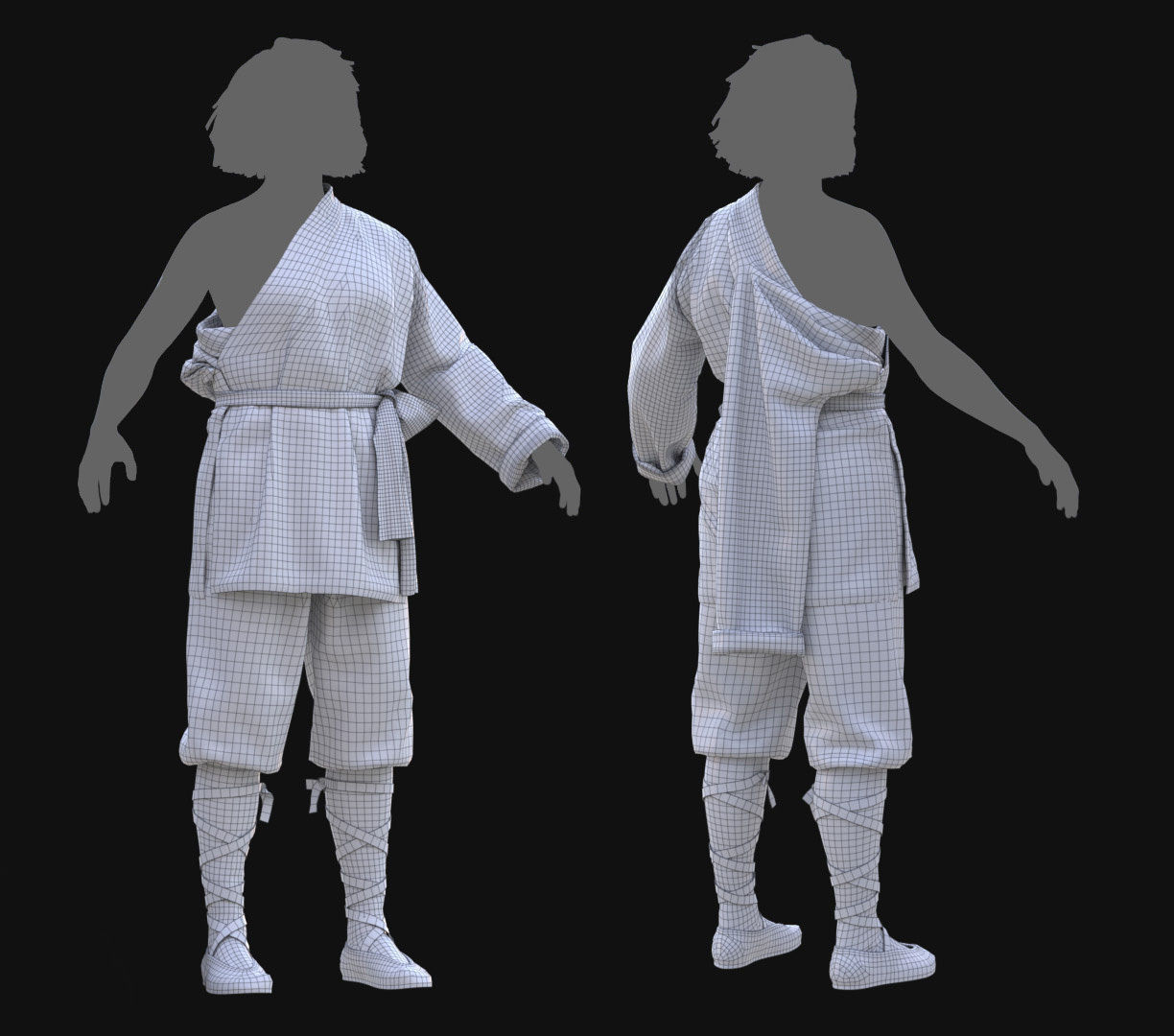 Female Martial Outfit 3 Low-poly 3D model_10