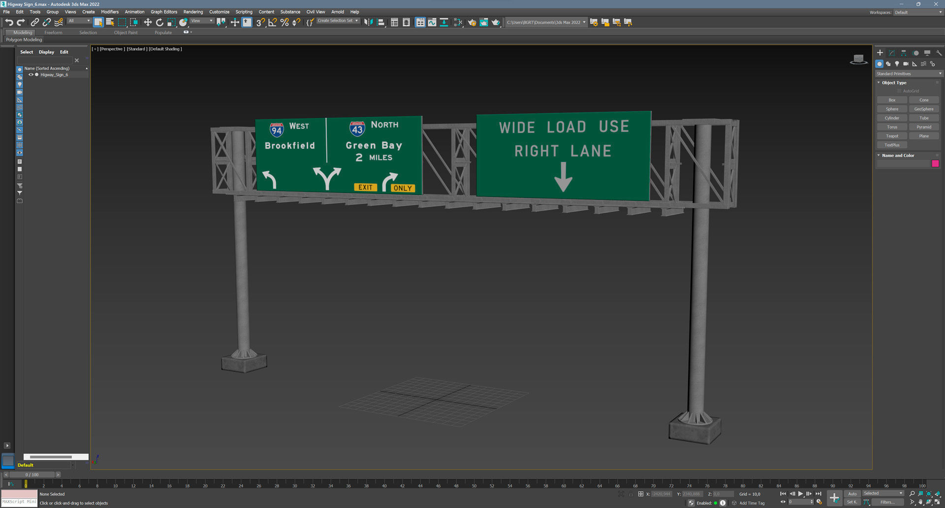 Highway Sign 06 Low-poly 3D model_14
