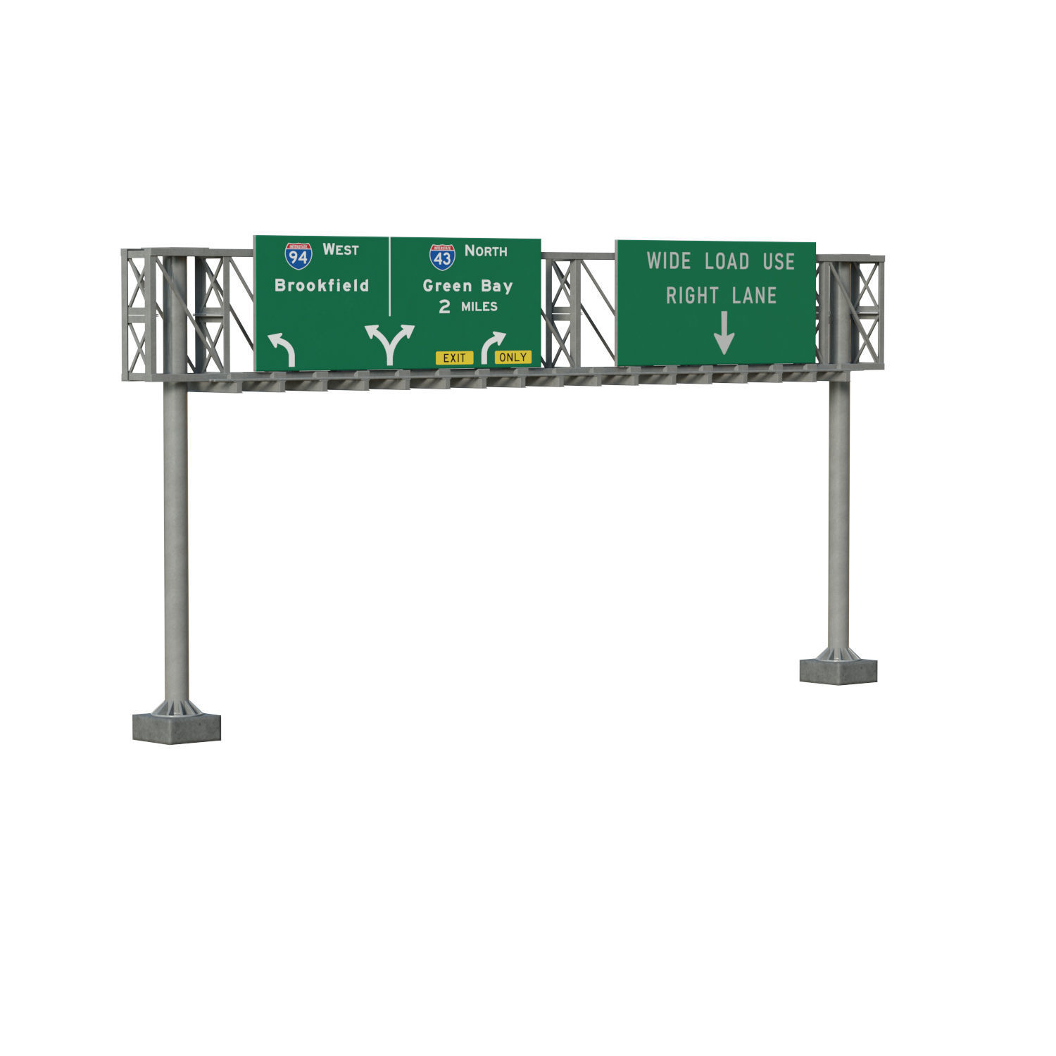 Highway Sign 06 Low-poly 3D model_2