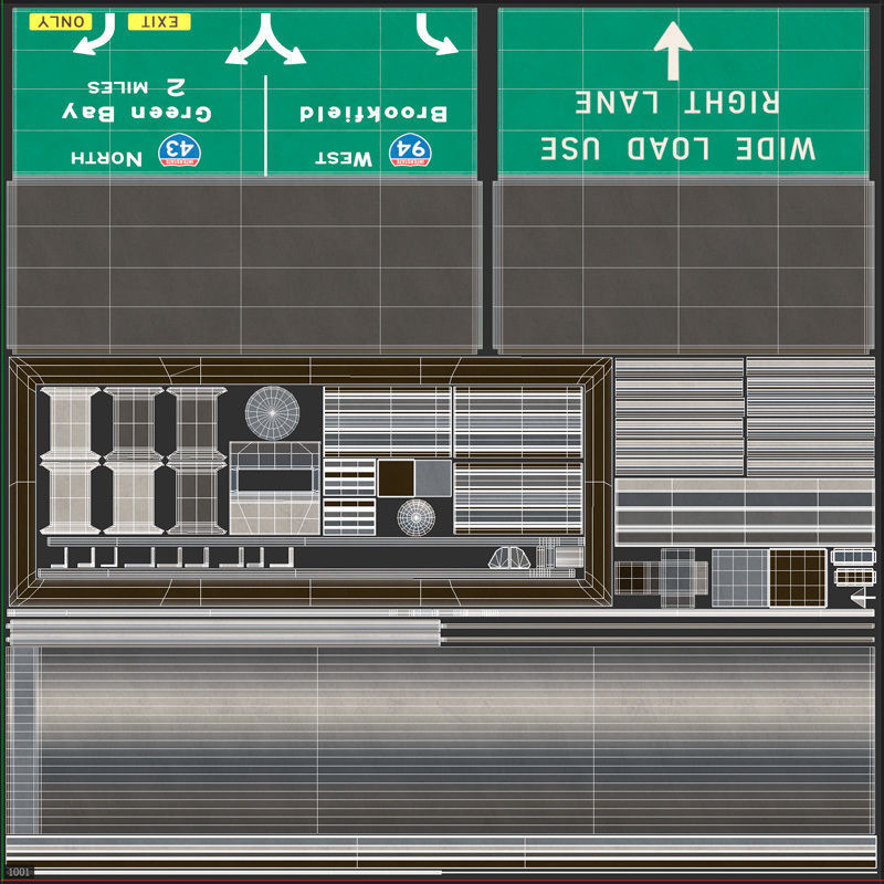 Highway Sign 06 Low-poly 3D model_17