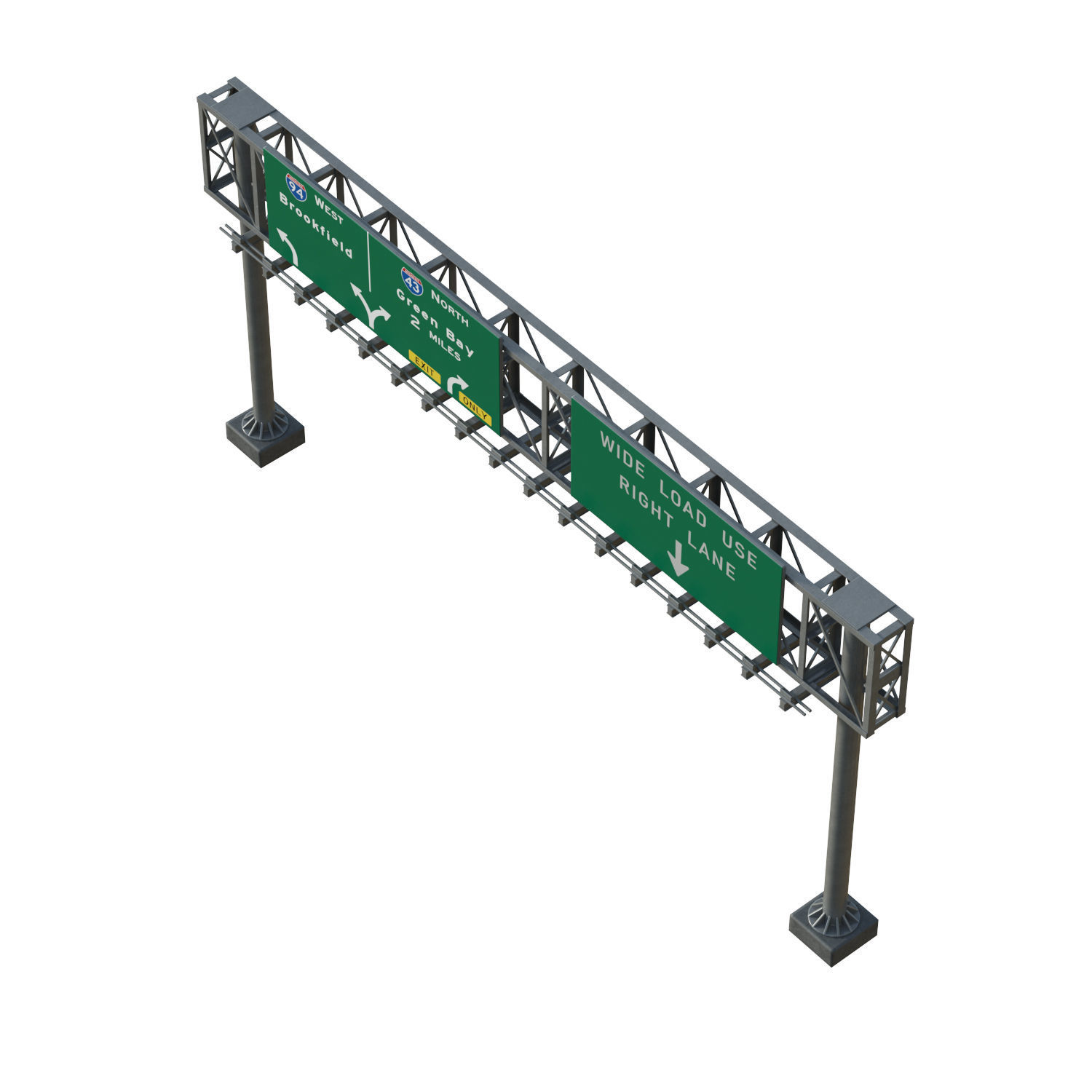 Highway Sign 06 Low-poly 3D model_10