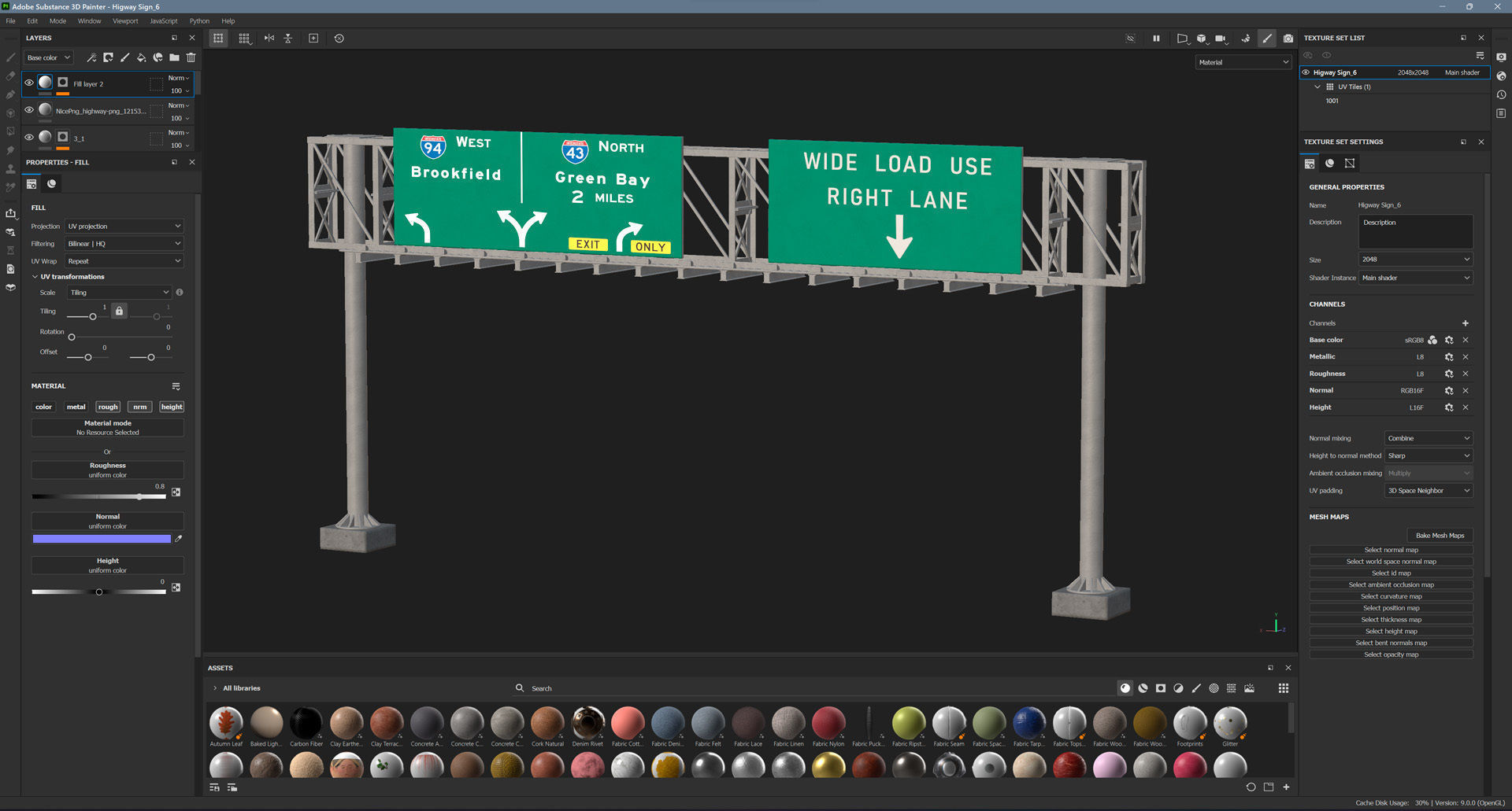 Highway Sign 06 Low-poly 3D model_15