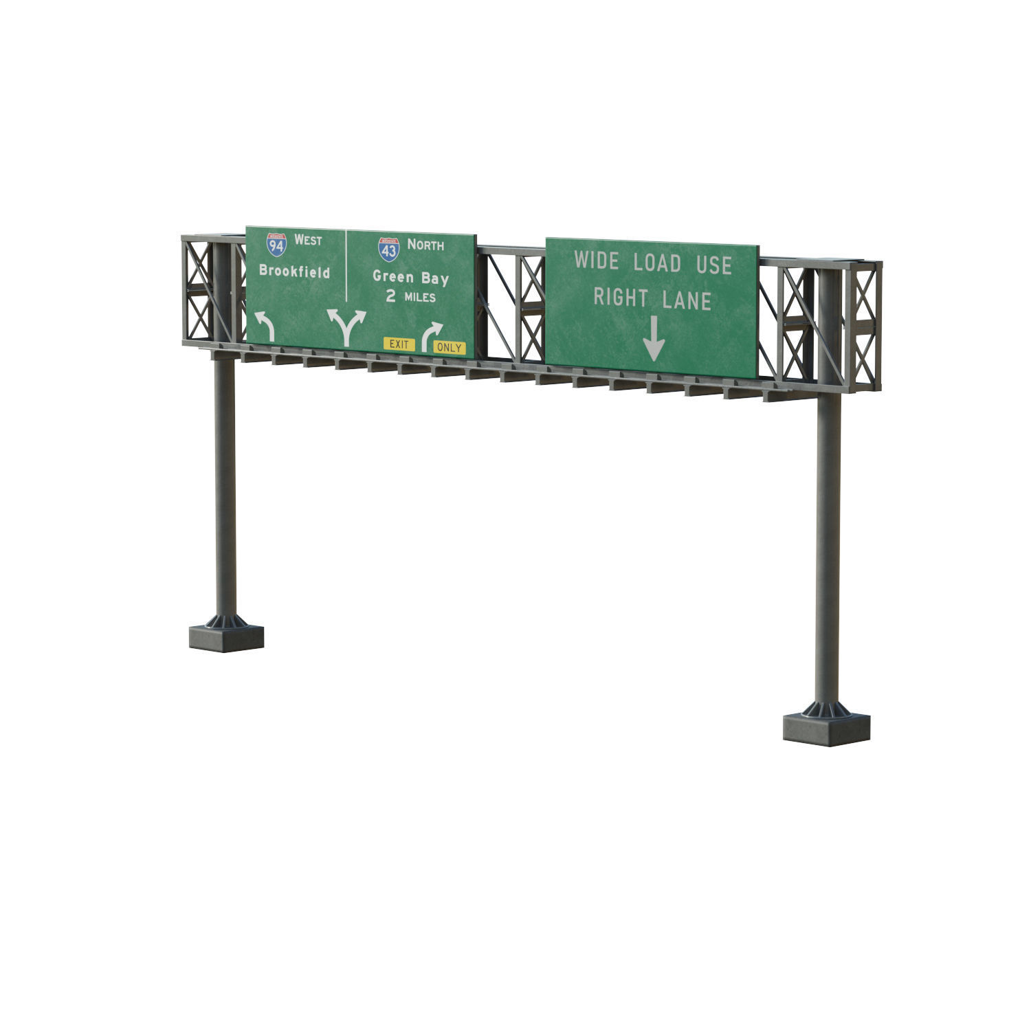 Highway Sign 06 Low-poly 3D model_9