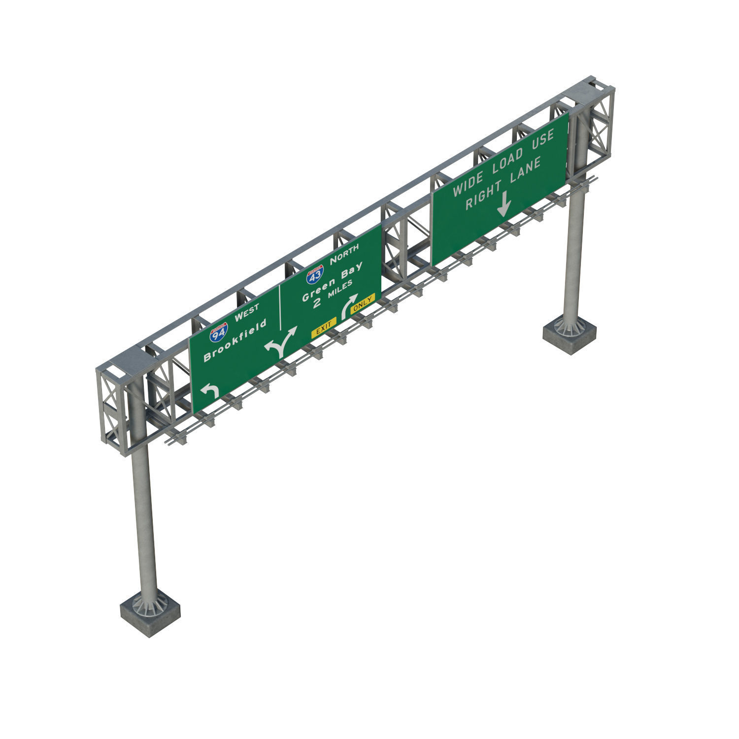 Highway Sign 06 Low-poly 3D model_3