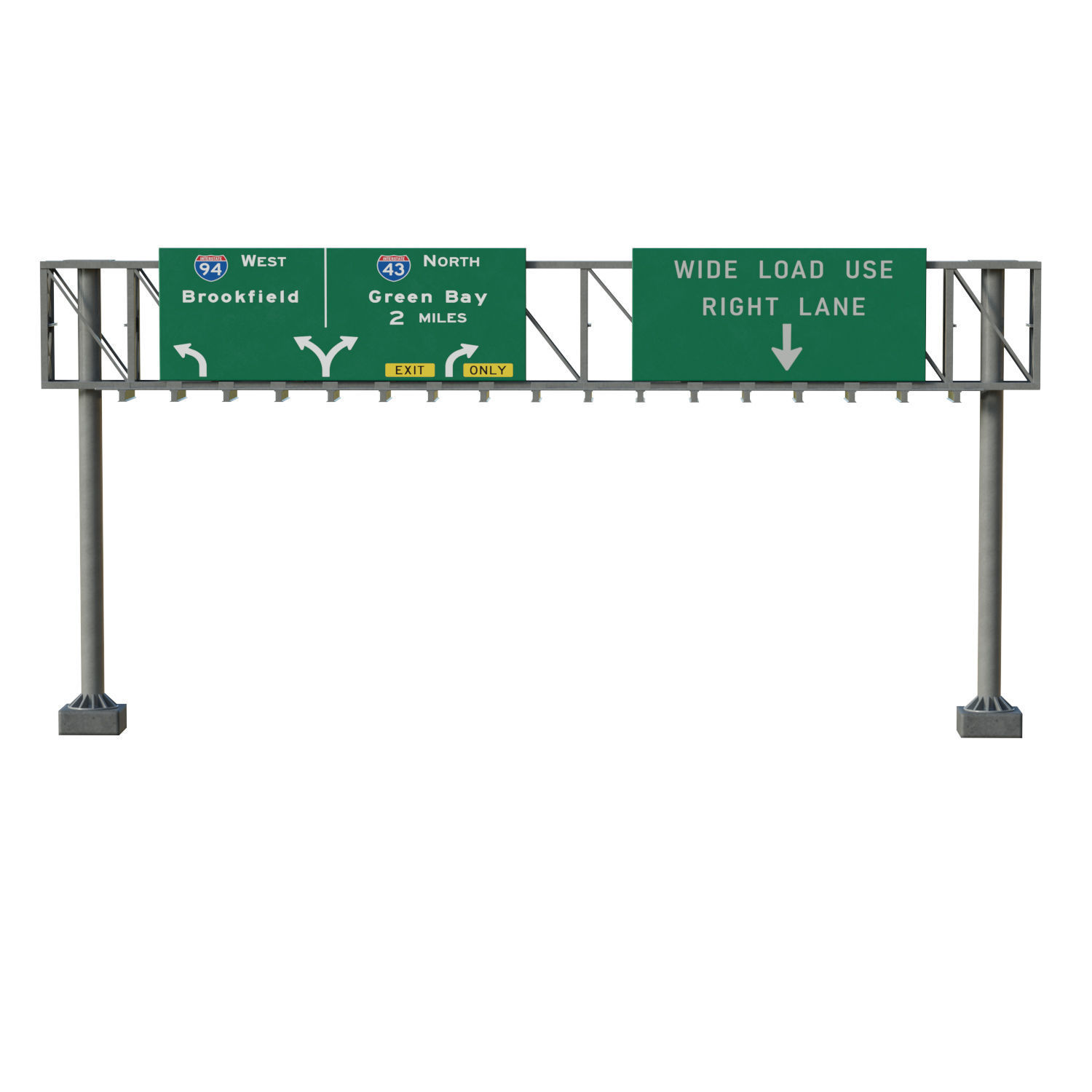 Highway Sign 06 Low-poly 3D model_1