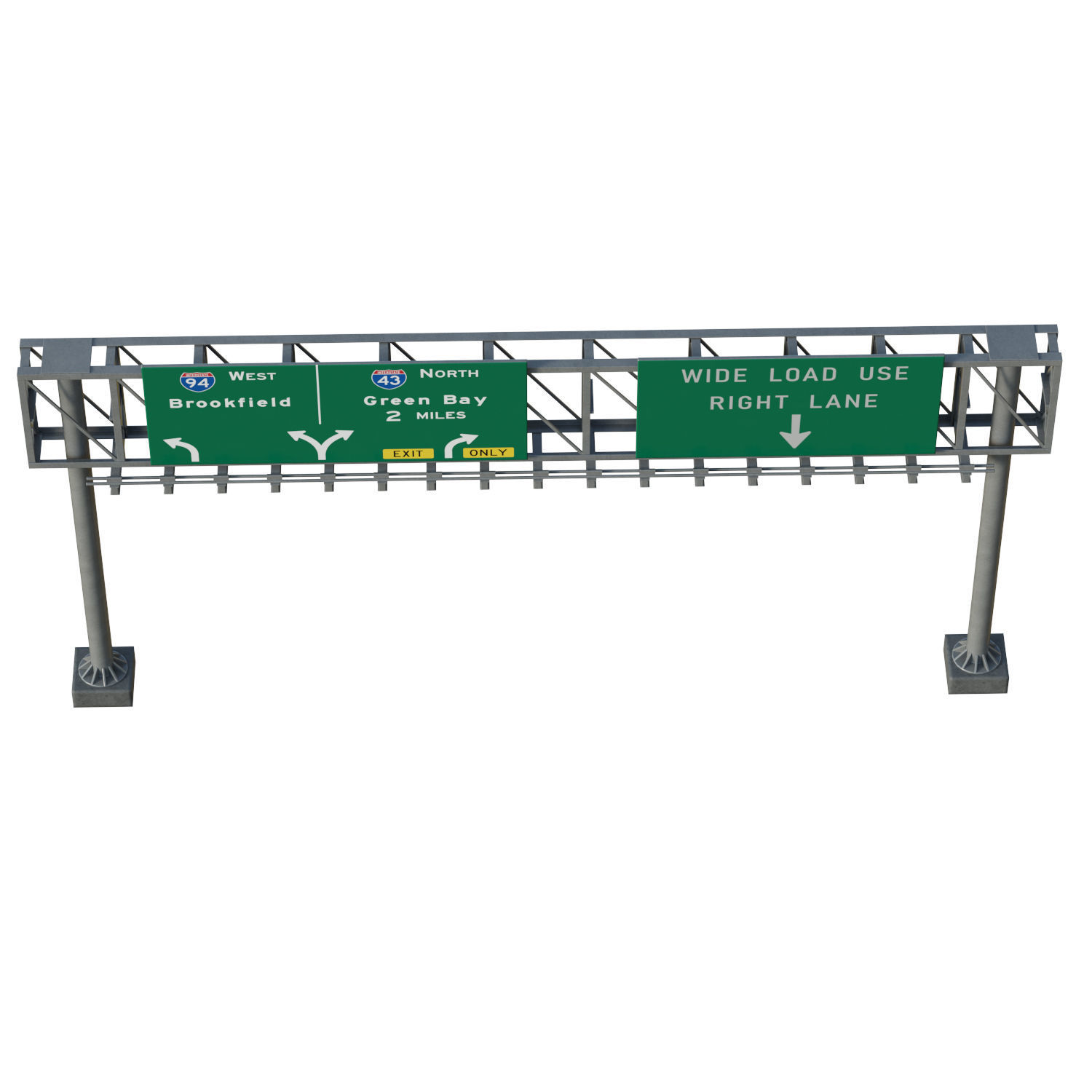 Highway Sign 06 Low-poly 3D model_11