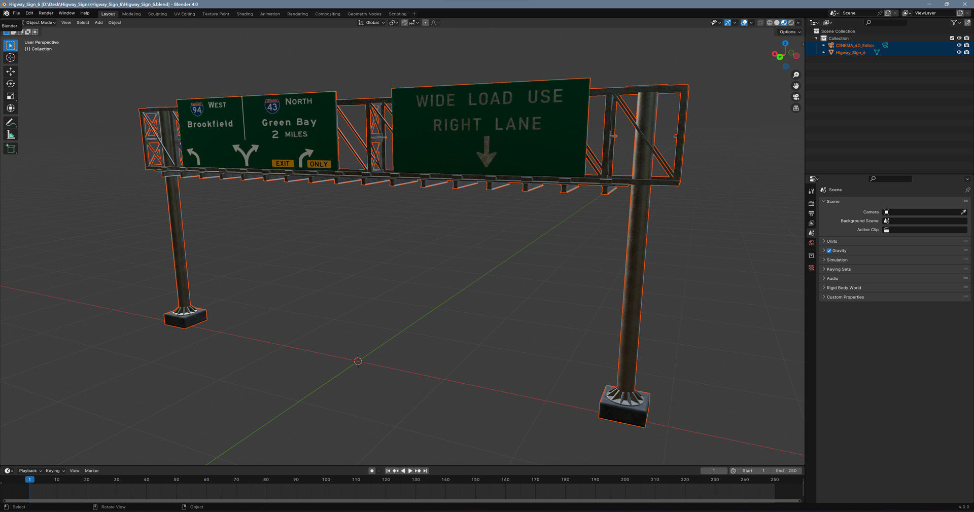 Highway Sign 06 Low-poly 3D model_12