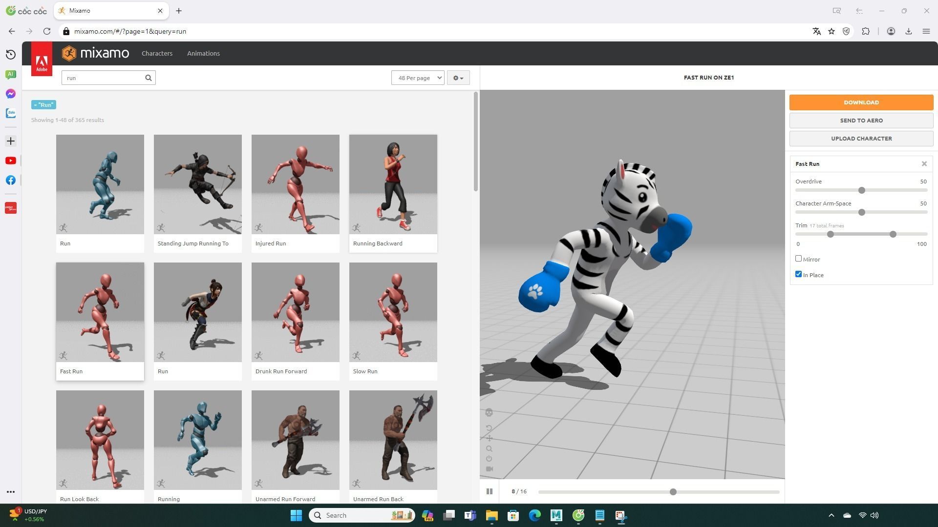 Boxing Zebra Animal Animated  Low-poly 3D model_1