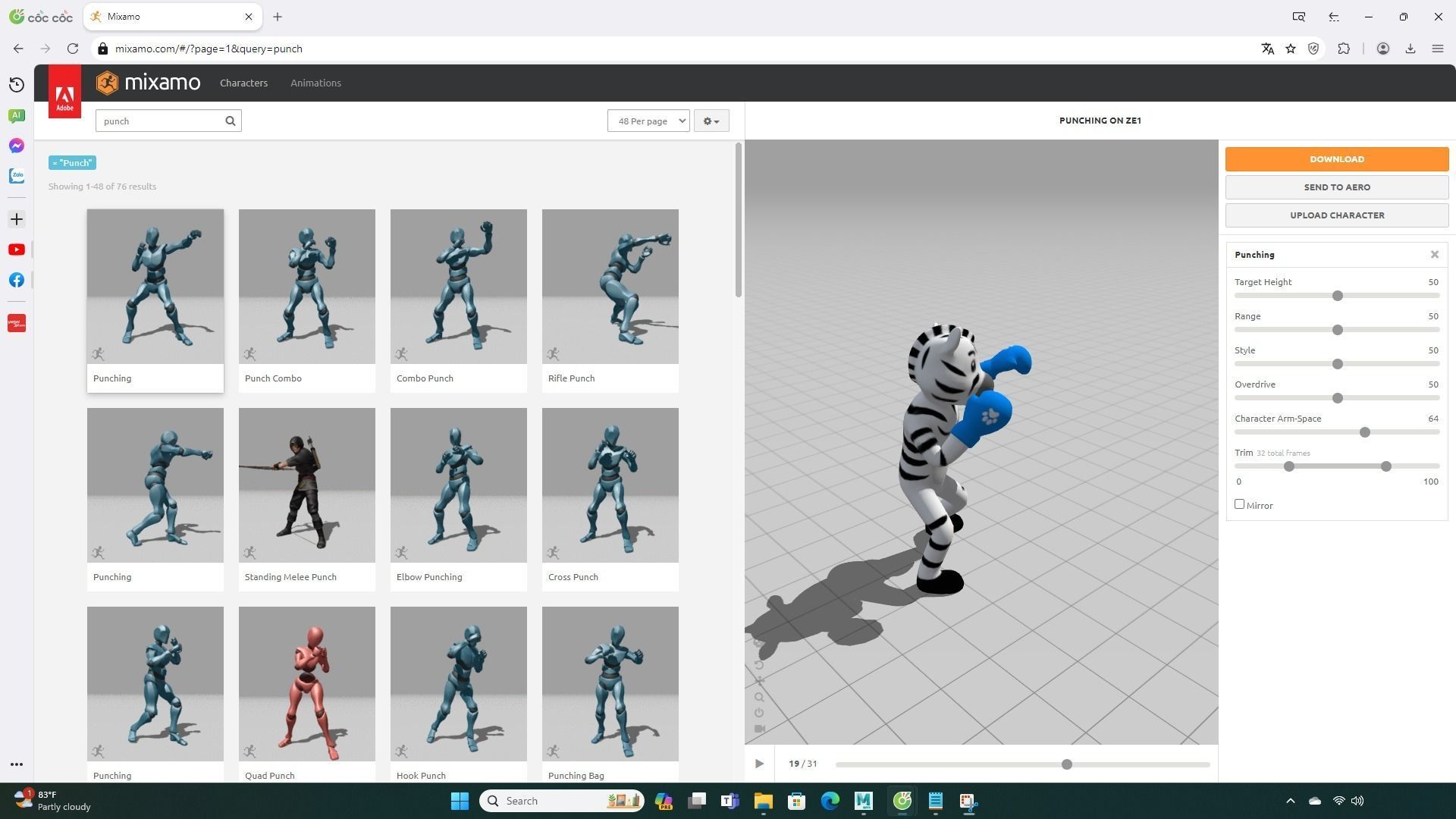 Boxing Zebra Animal Animated  Low-poly 3D model_4