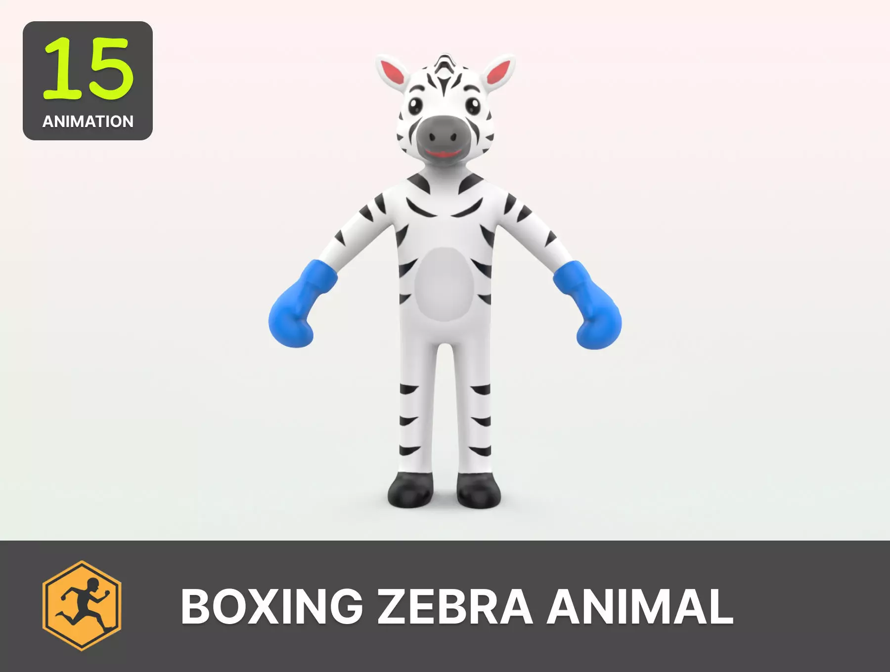 Boxing Zebra Animal Animated  Low-poly 3D model_0