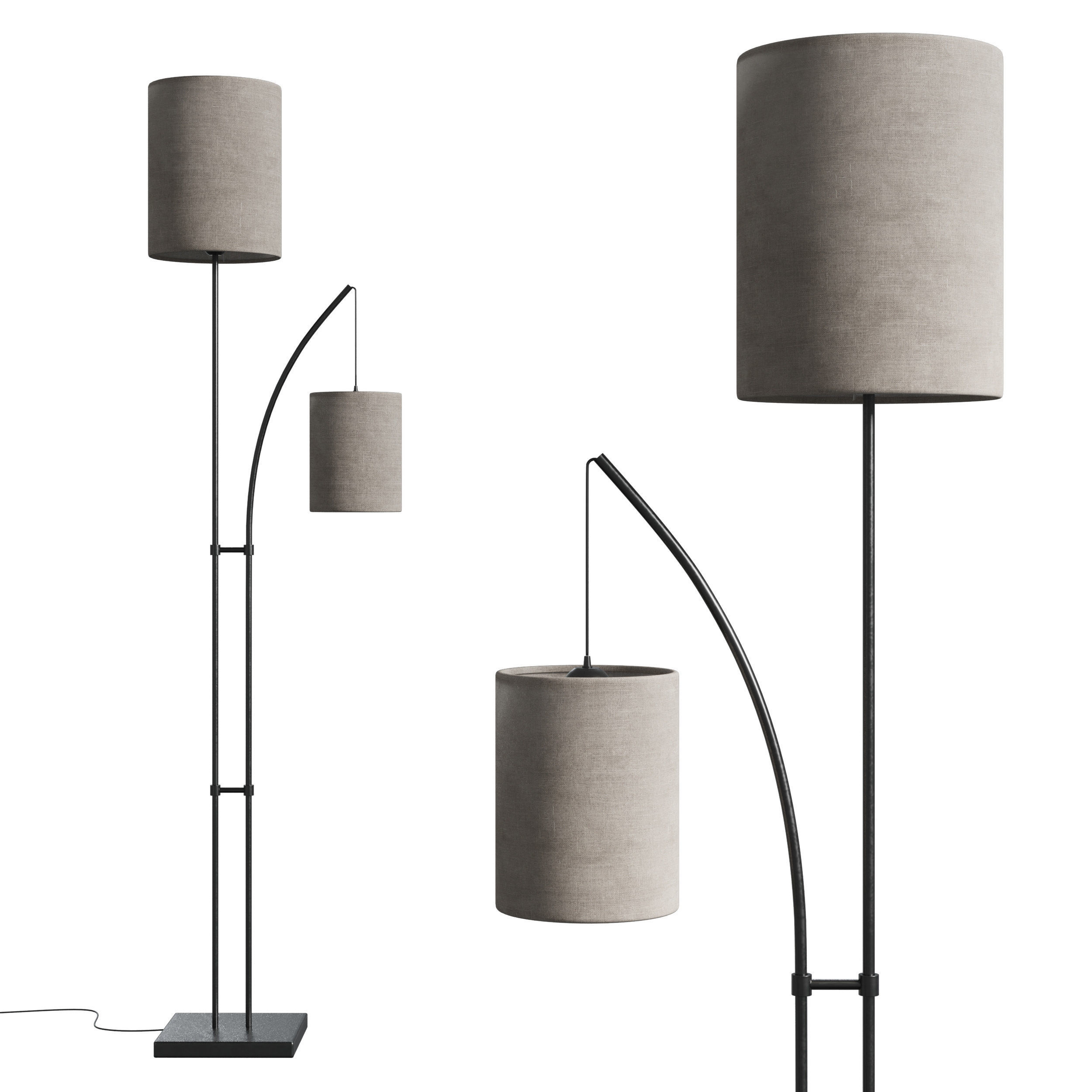 Malina 74 Bronze Torchiere Floor Lamp Low-poly 3D model_1