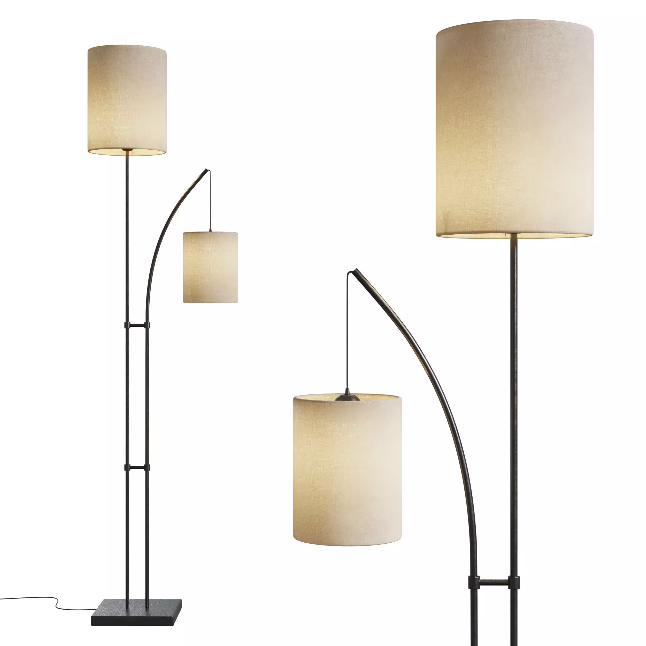 Malina 74 Bronze Torchiere Floor Lamp Low-poly 3D model_0