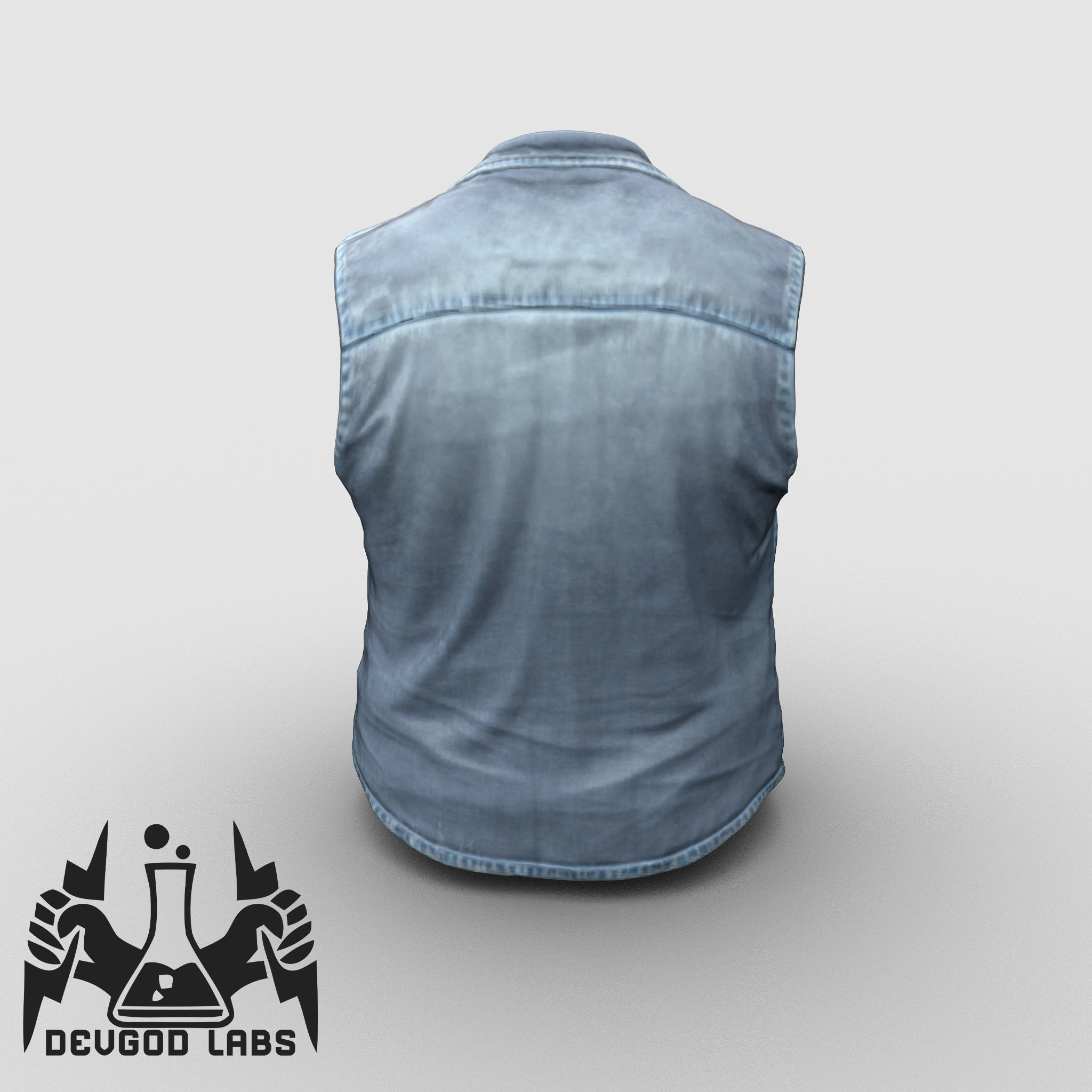 Old School Denim Biker Vest PBR Game Ready Low-poly 3D model Low-poly 3D model_3