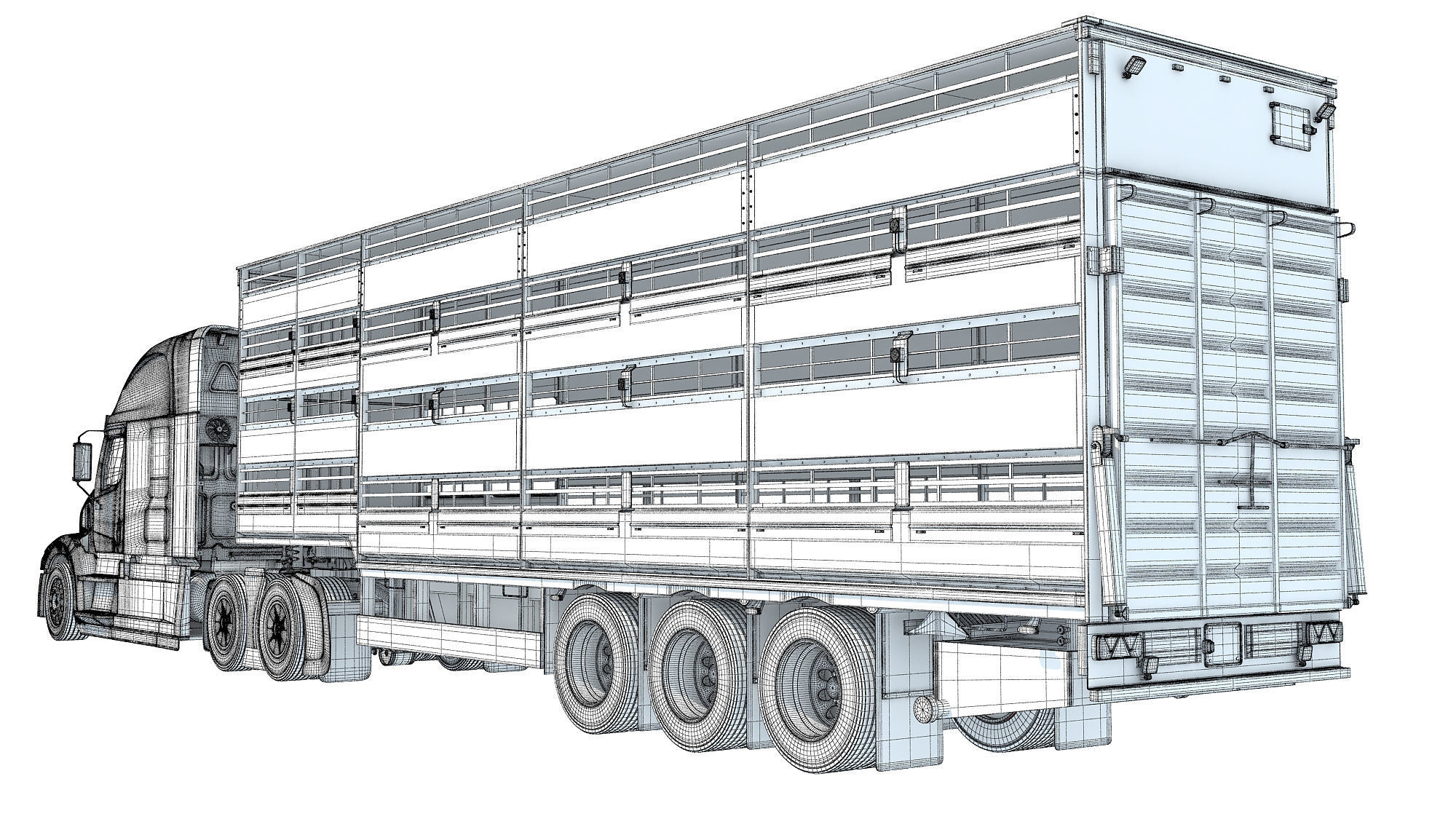 Animal Transporter Truck 3D model_17