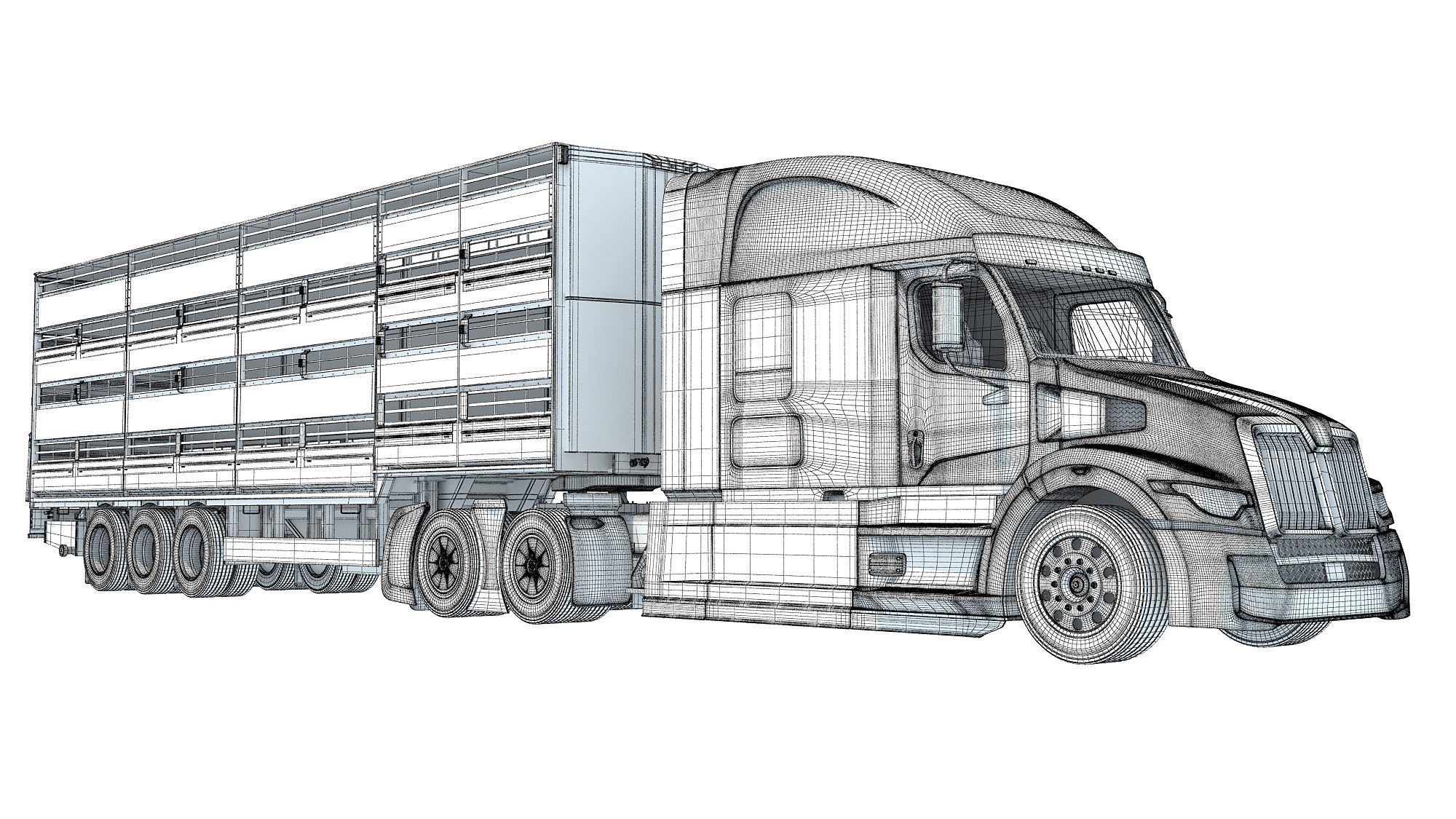 Animal Transporter Truck 3D model_19