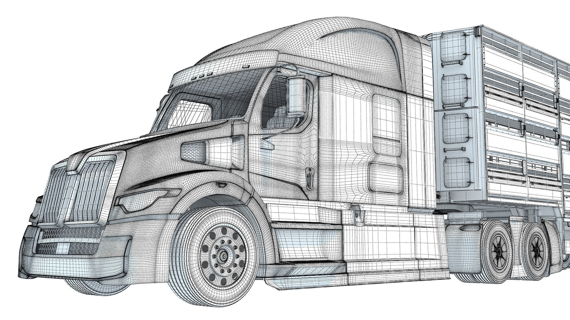Animal Transporter Truck 3D model_20