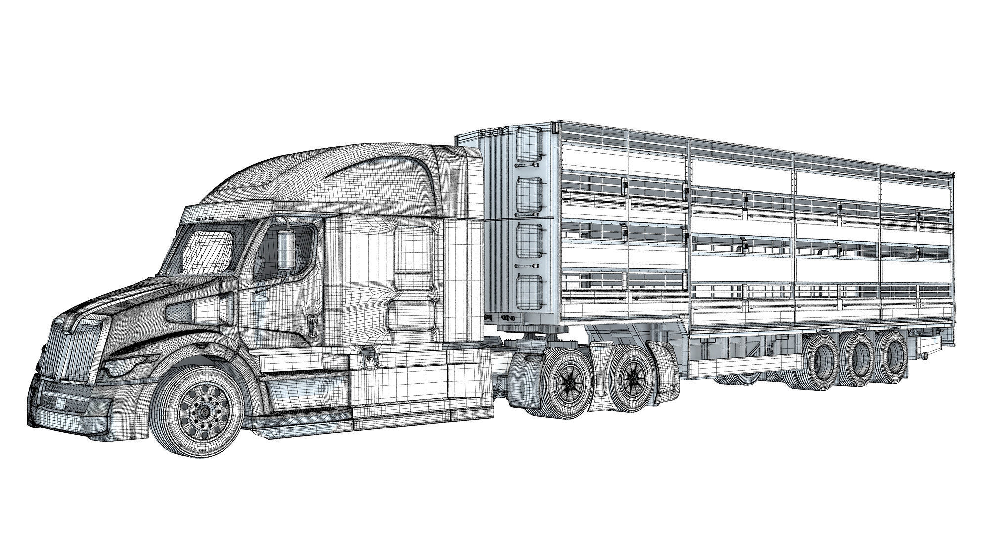 Animal Transporter Truck 3D model_16