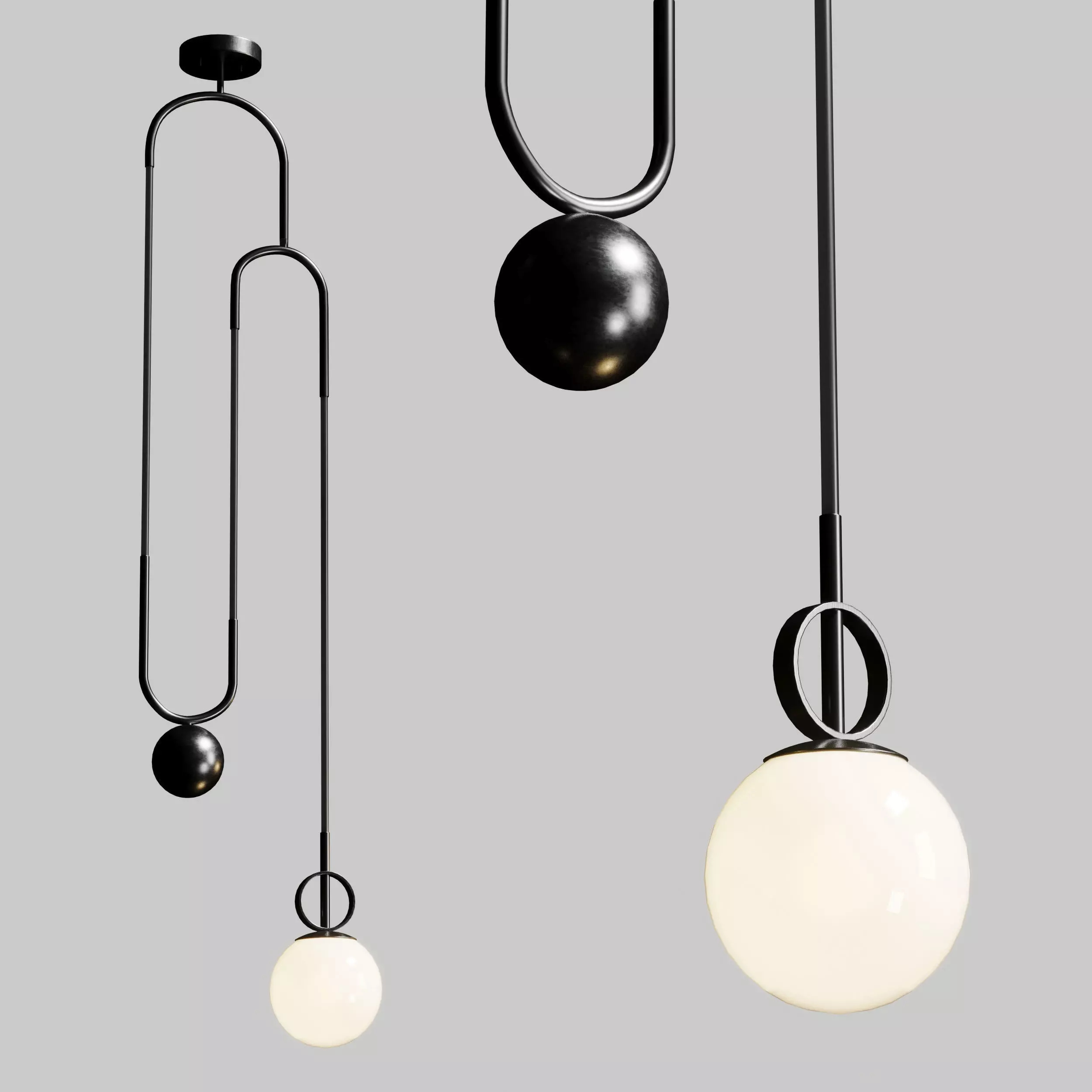 Glass ball pendant lamp Low-poly 3D model_0