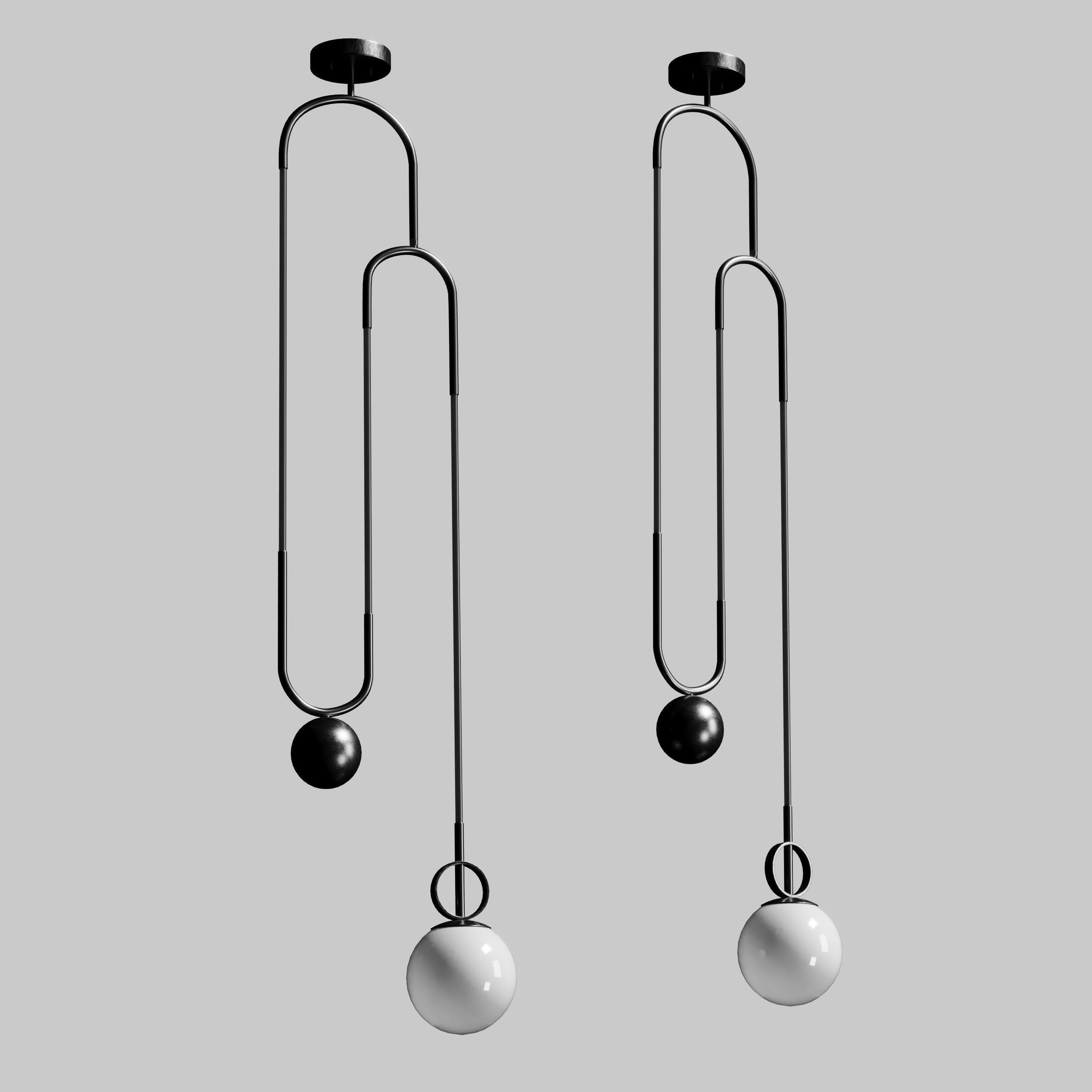 Glass ball pendant lamp Low-poly 3D model_5