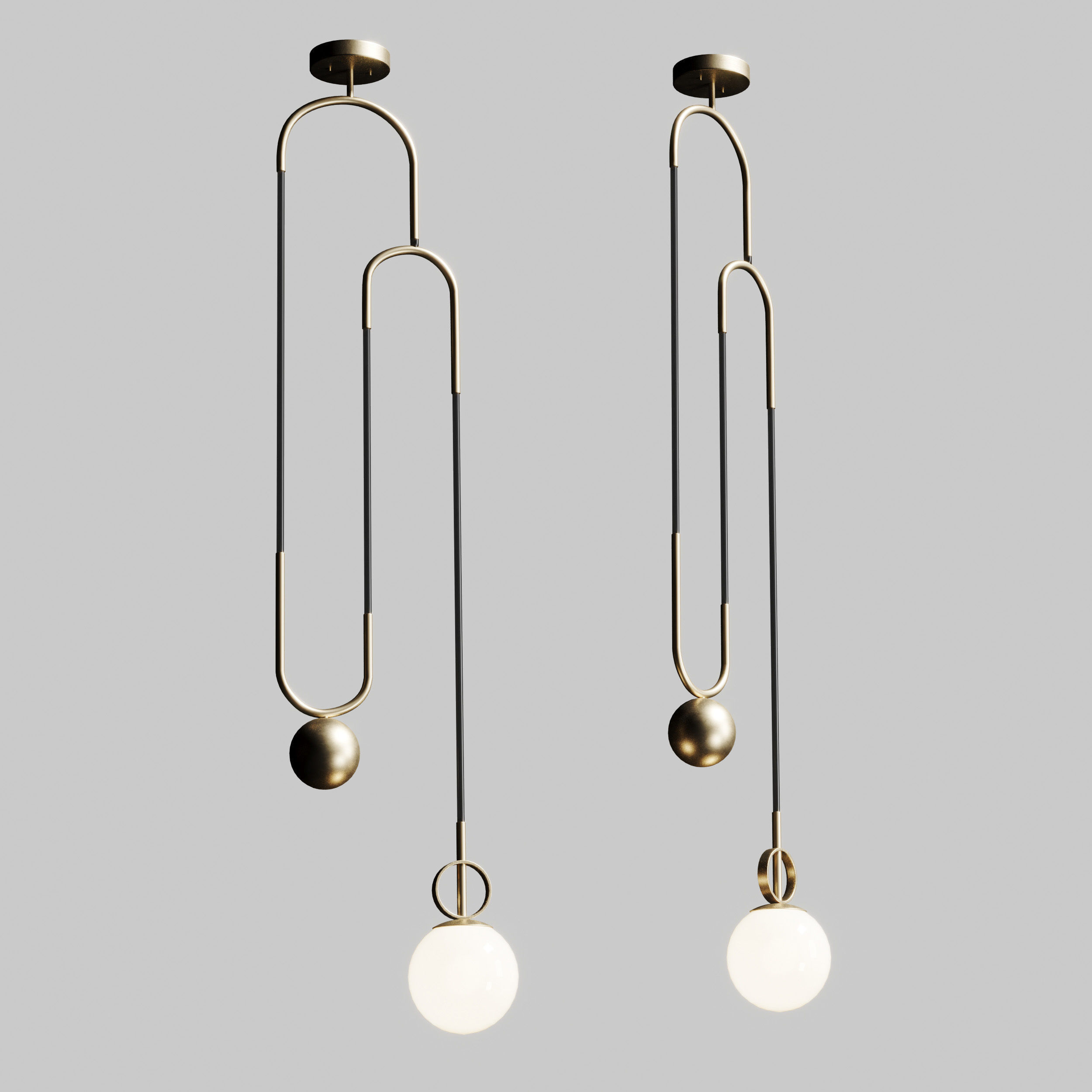 Glass ball pendant lamp Low-poly 3D model_2