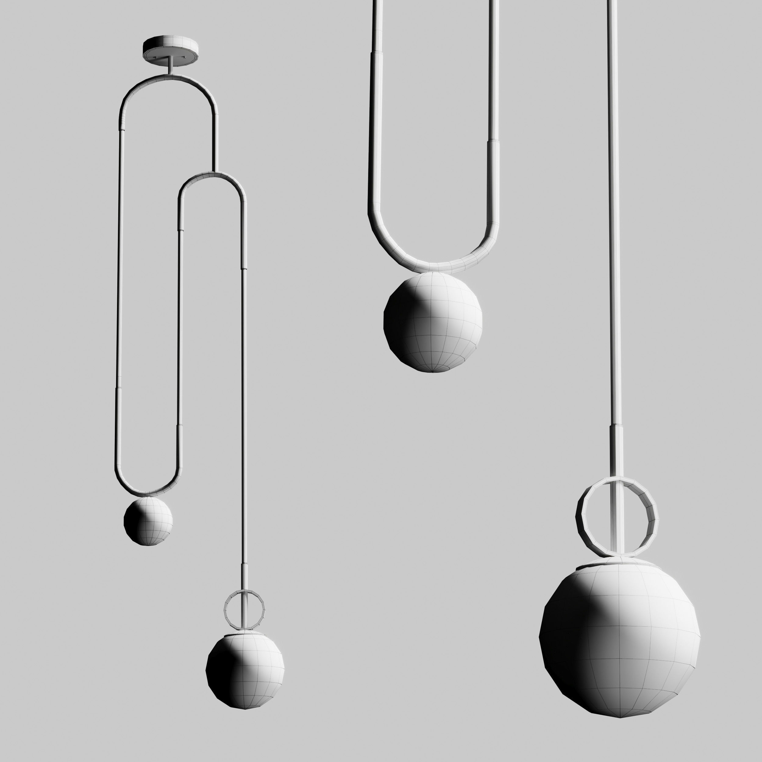 Glass ball pendant lamp Low-poly 3D model_6