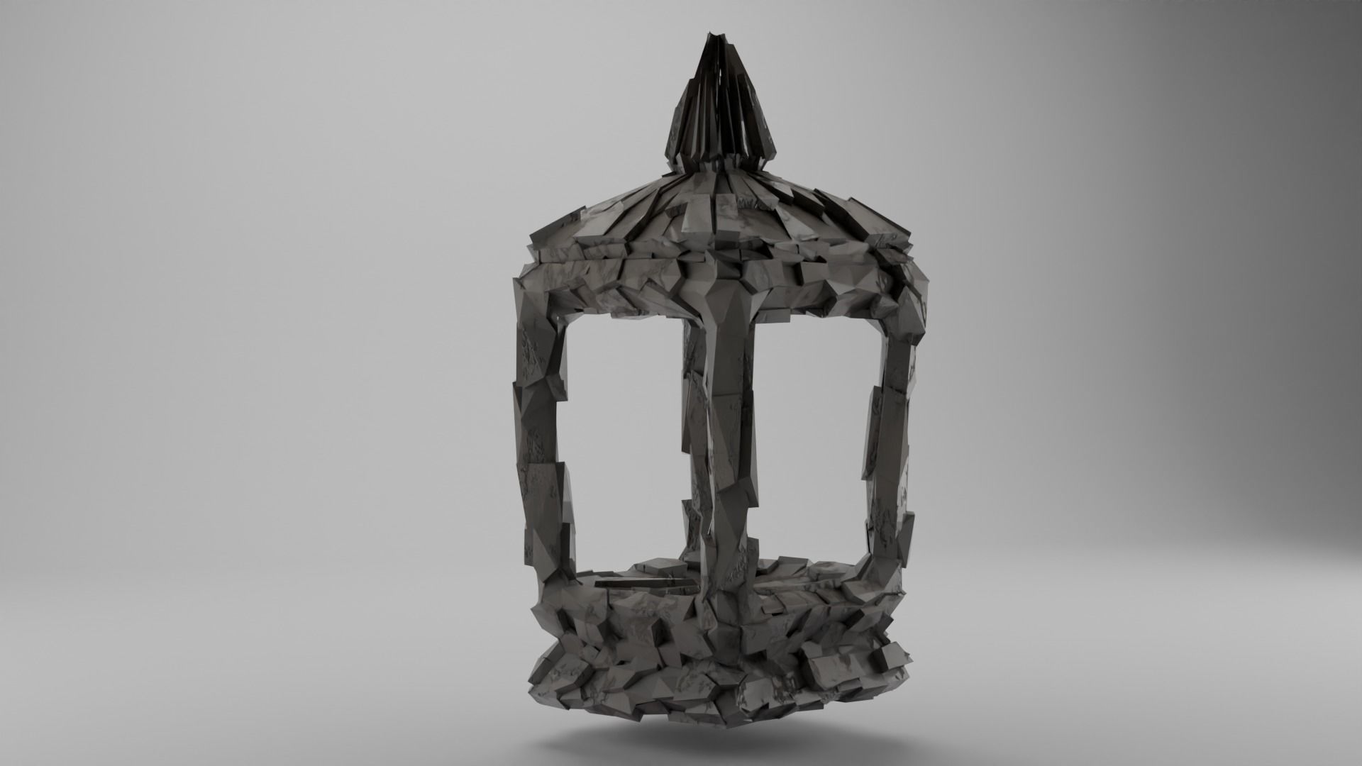 Stone lantern or small shrine Low-poly 3D model_3