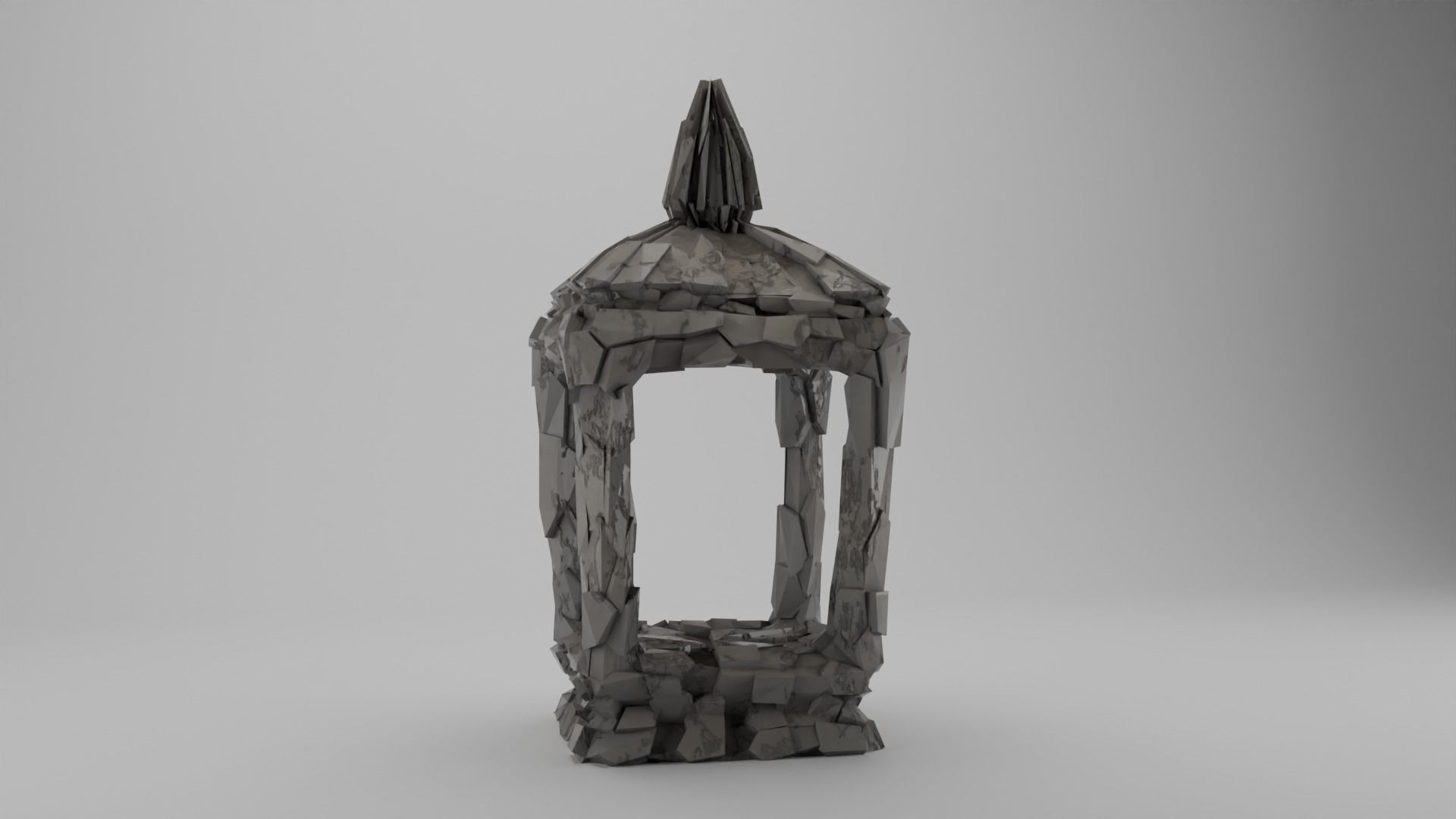 Stone lantern or small shrine Low-poly 3D model_1