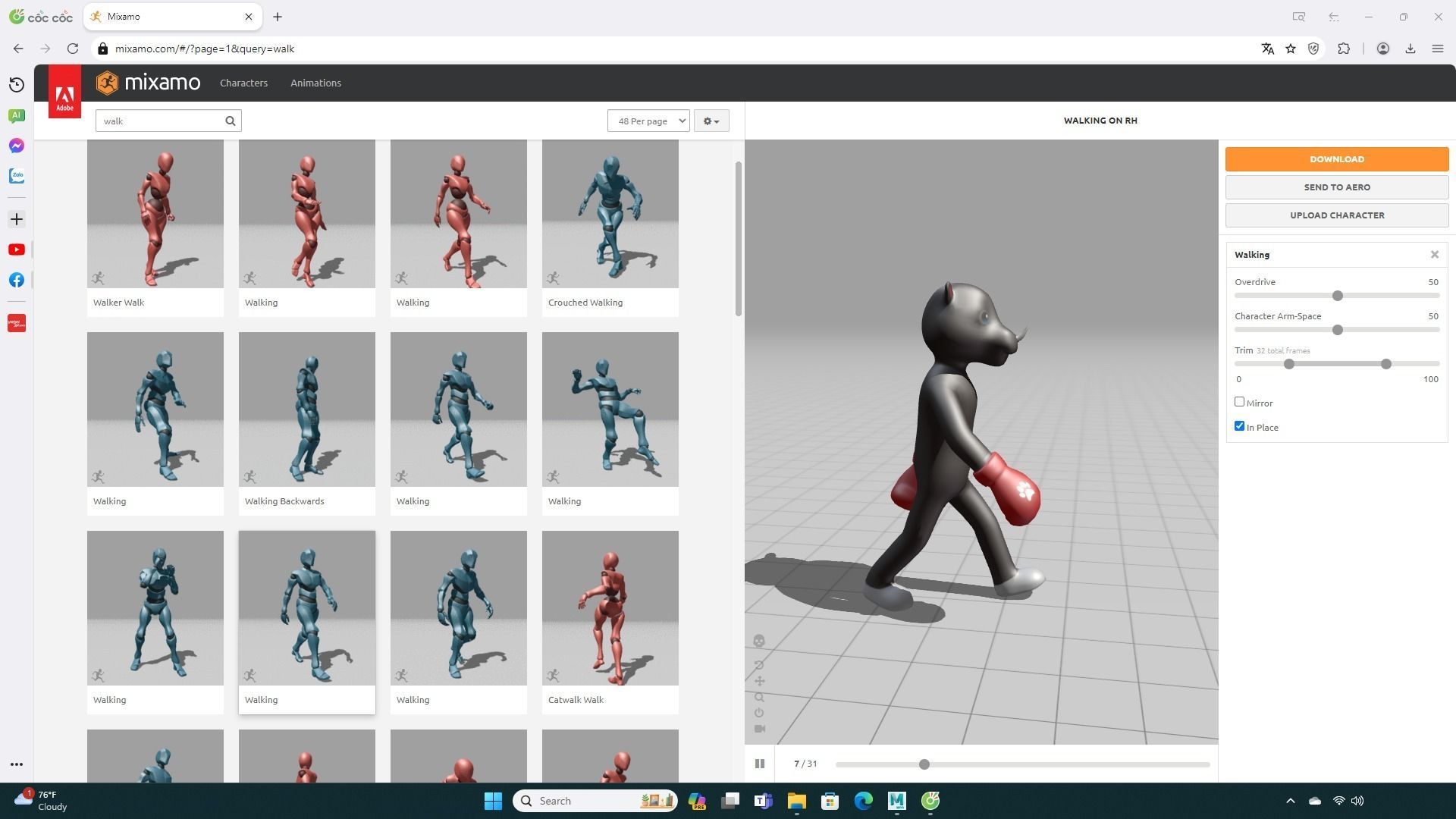 Boxing Rhino Animal Animated  Low-poly 3D model_4