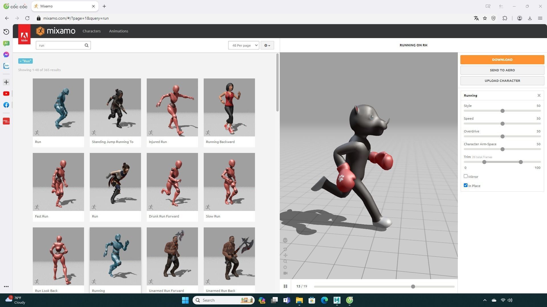 Boxing Rhino Animal Animated  Low-poly 3D model_5