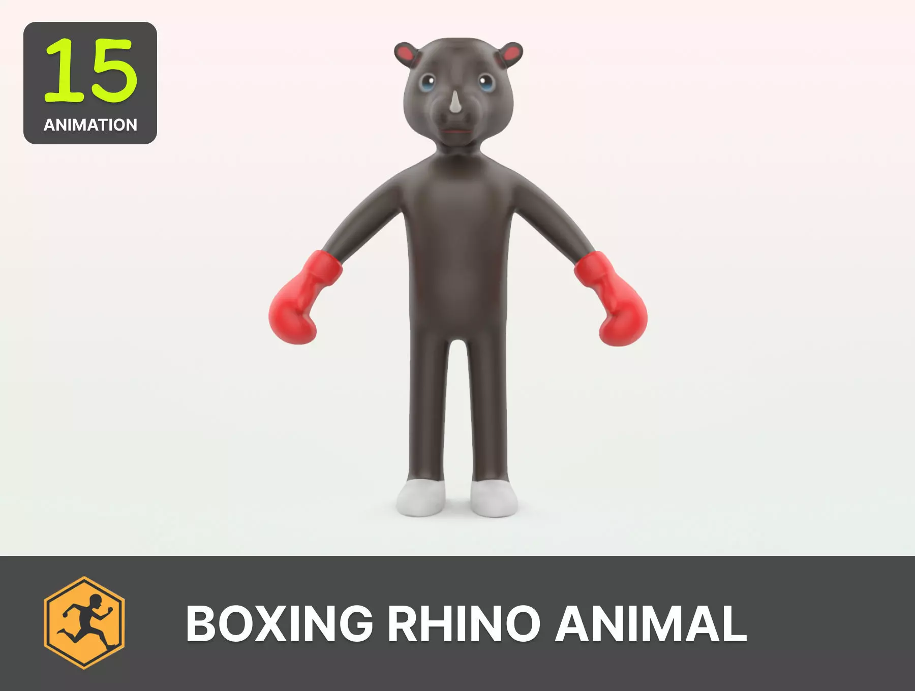 Boxing Rhino Animal Animated  Low-poly 3D model_0