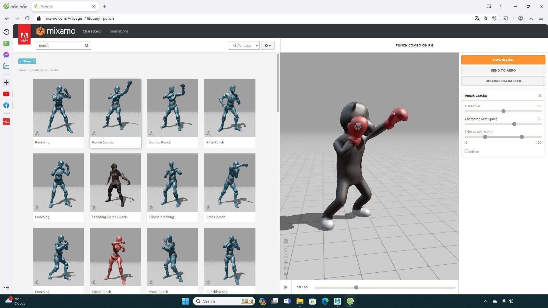 Boxing Rhino Animal Animated  Low-poly 3D model_1