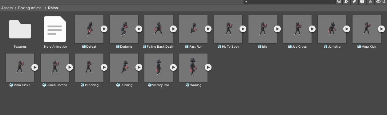 Boxing Rhino Animal Animated  Low-poly 3D model_7