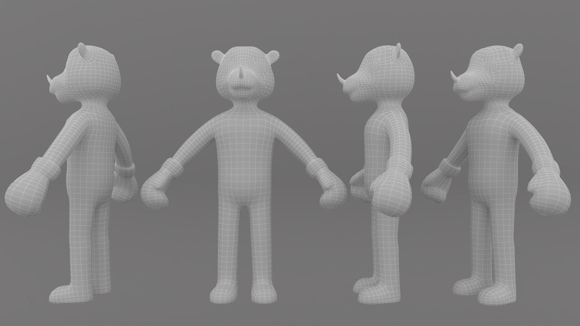 Boxing Rhino Animal Animated  Low-poly 3D model_8