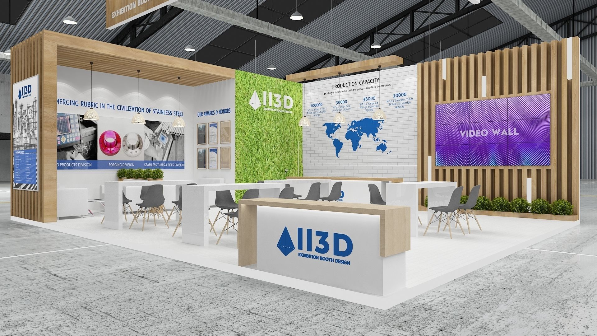 Exhibition Stand Stall Two Side Open 8X10 WITH HALL 3D model_4
