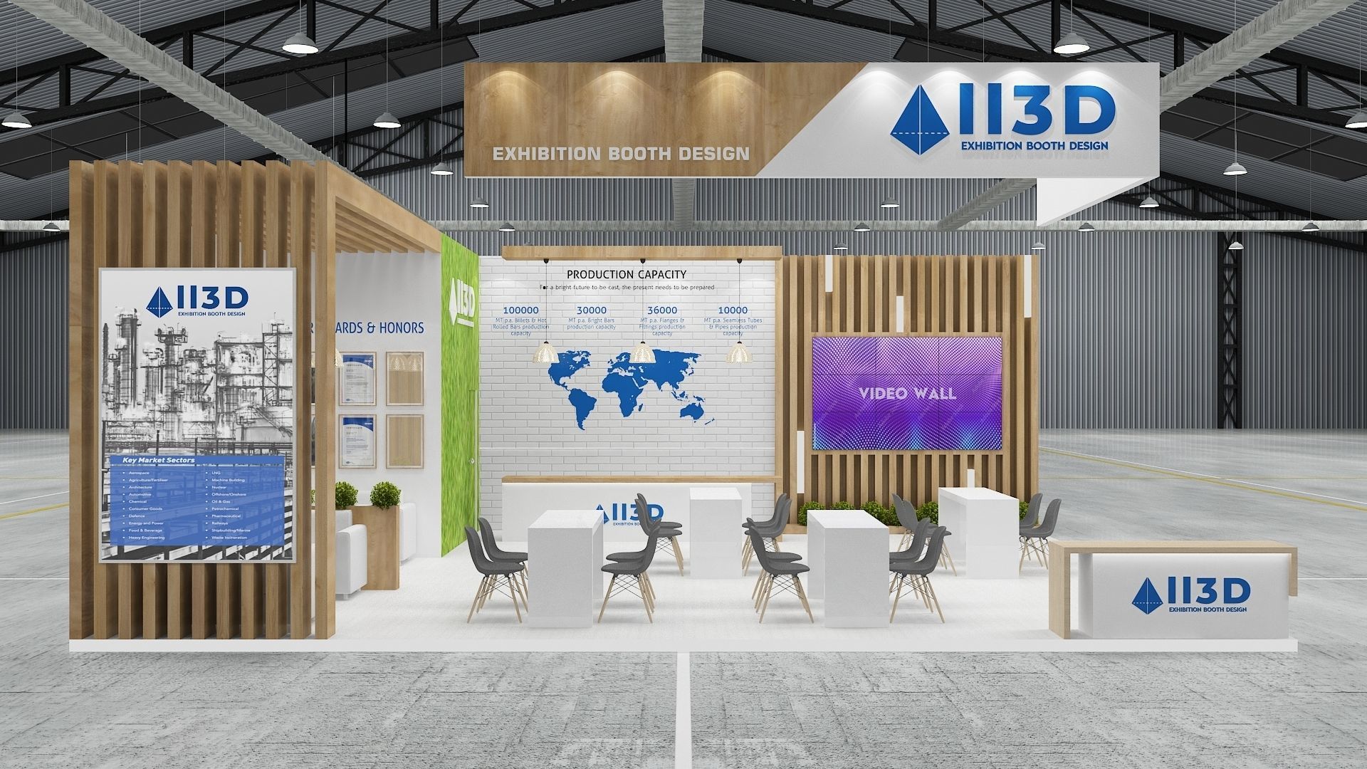 Exhibition Stand Stall Two Side Open 8X10 WITH HALL 3D model_7
