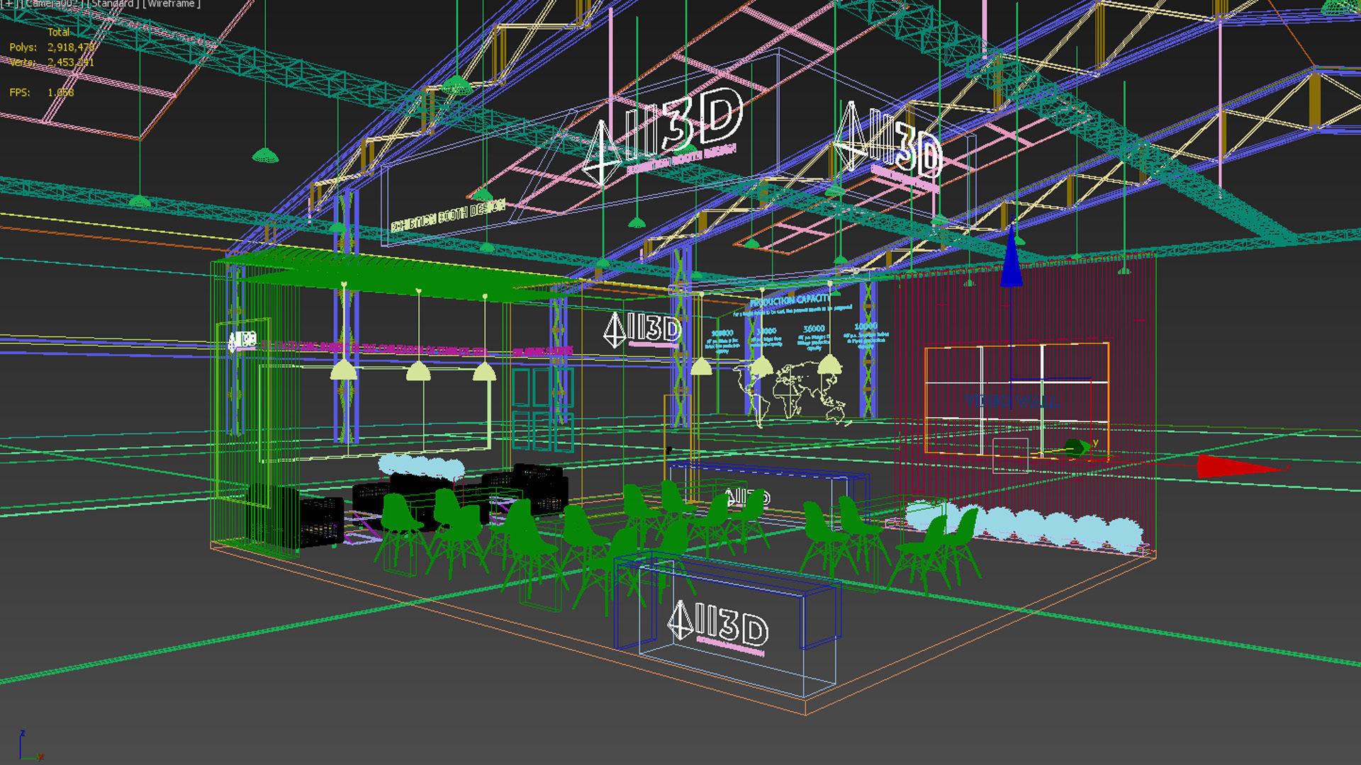 Exhibition Stand Stall Two Side Open 8X10 WITH HALL 3D model_9