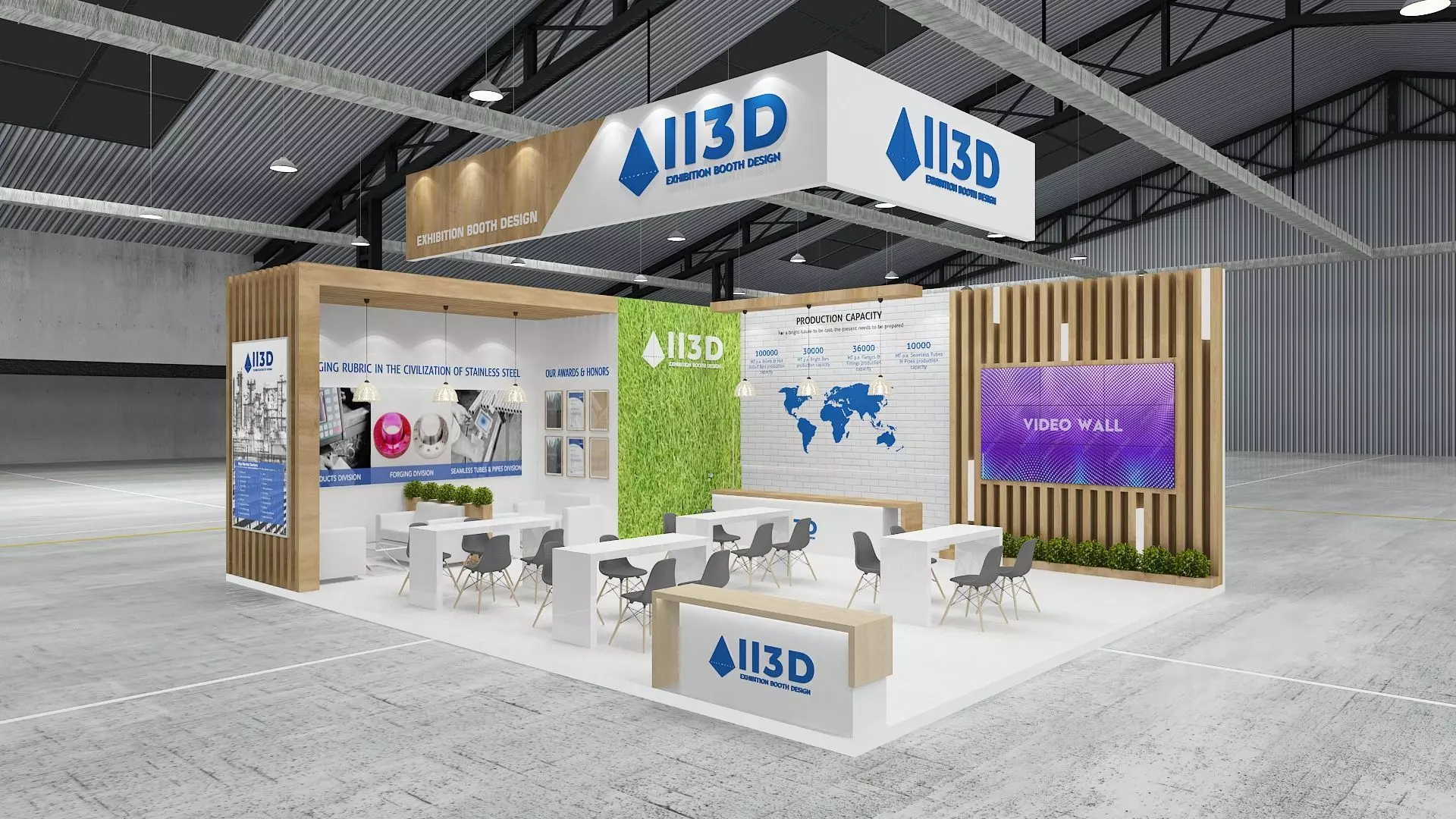 Exhibition Stand Stall Two Side Open 8X10 WITH HALL 3D model_0