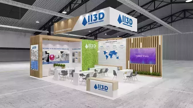 Exhibition Stand Stall Two Side Open 8X10 WITH HALL 3D model