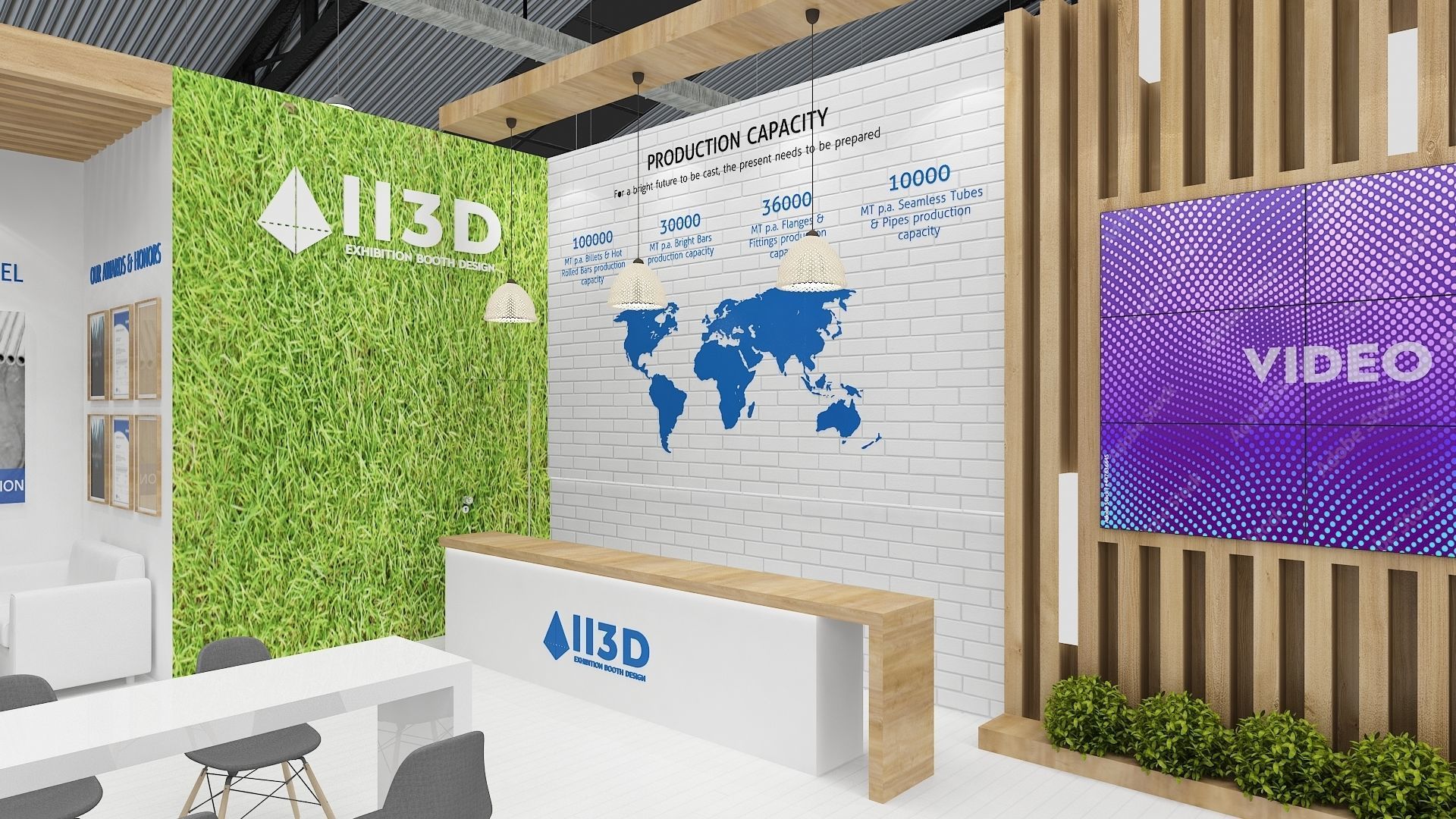 Exhibition Stand Stall Two Side Open 8X10 WITH HALL 3D model_1