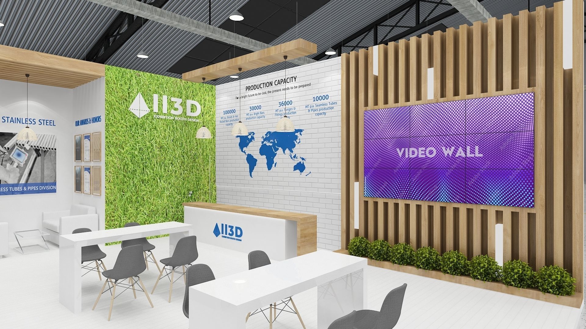 Exhibition Stand Stall Two Side Open 8X10 WITH HALL 3D model_8